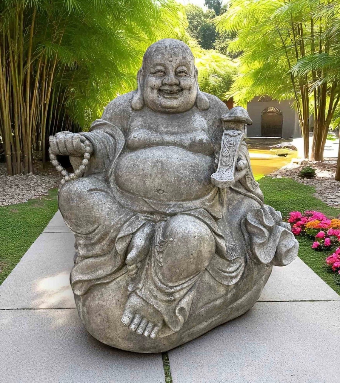 Großer Budai 150 cm aus Granit – Lachender Buddha aus China