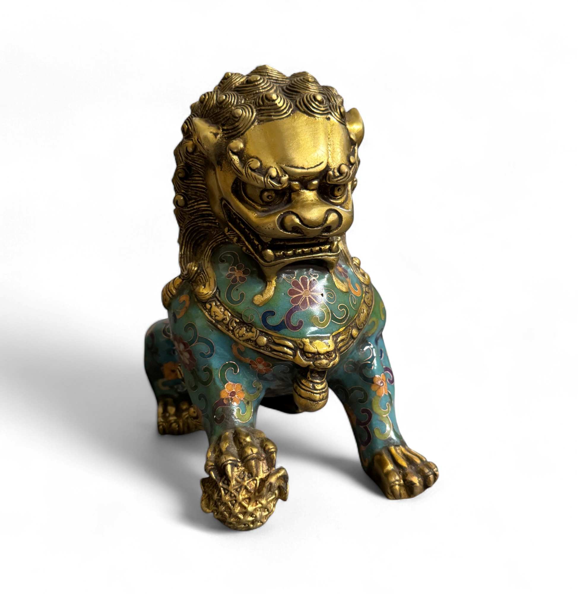 Chinesische Wächterlöwen Bronze Skulpturen Cloisonne Figuren