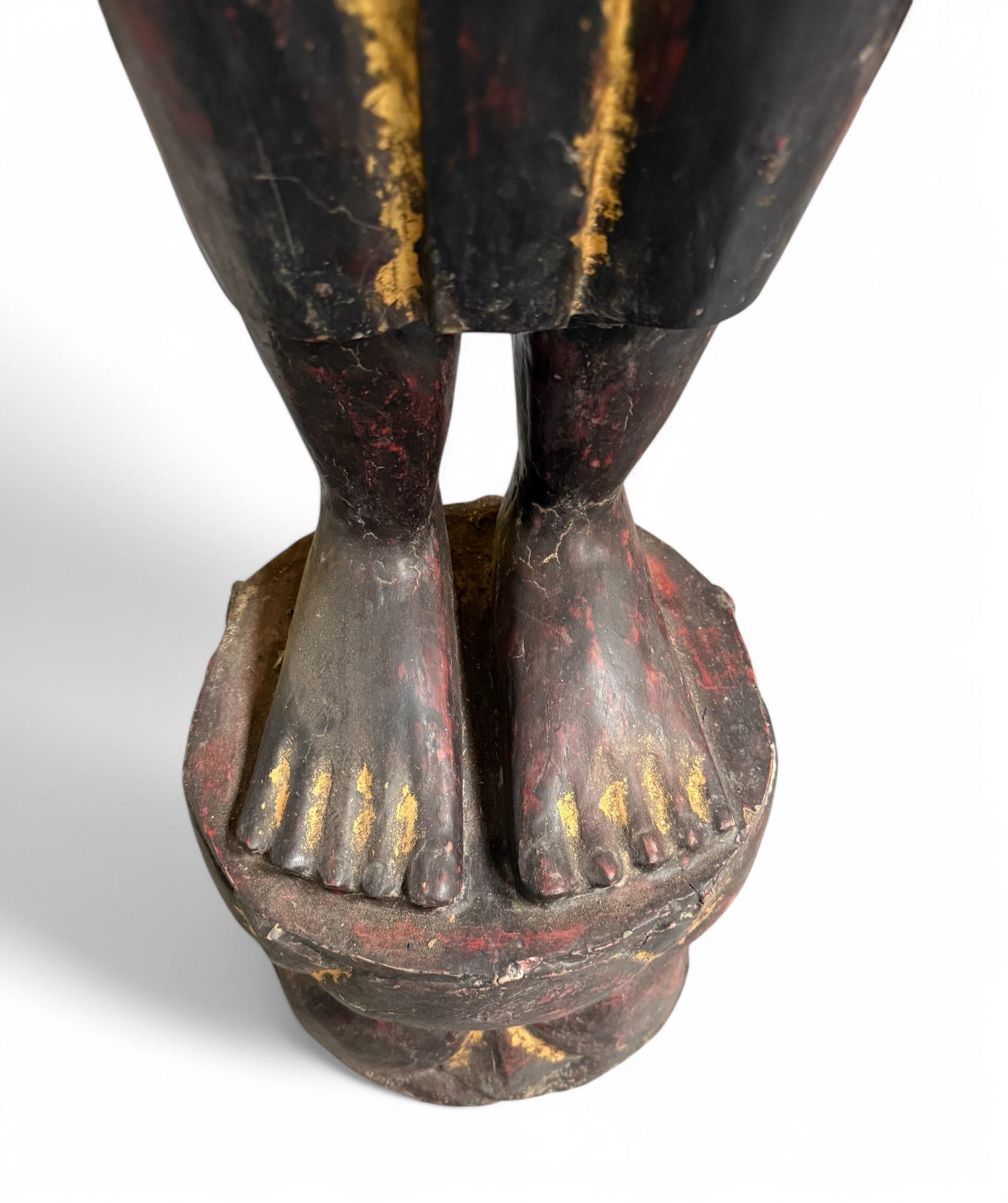 Birmanische Buddha Statue Teak Holz Skulptur Wunschgewährung