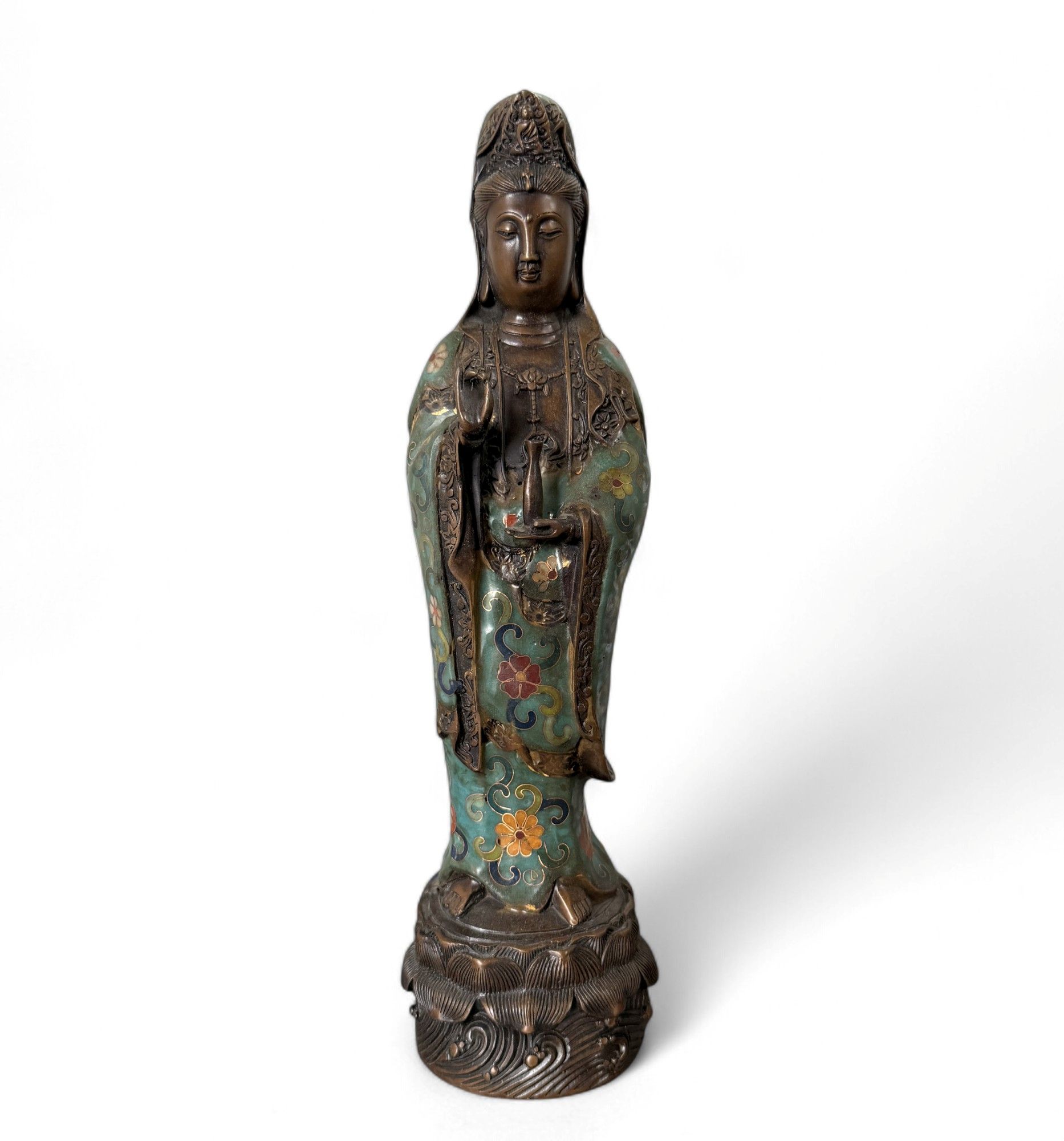 Guanyin Bronze Figur chinesischer Bodhisattva Buddha Skulptur