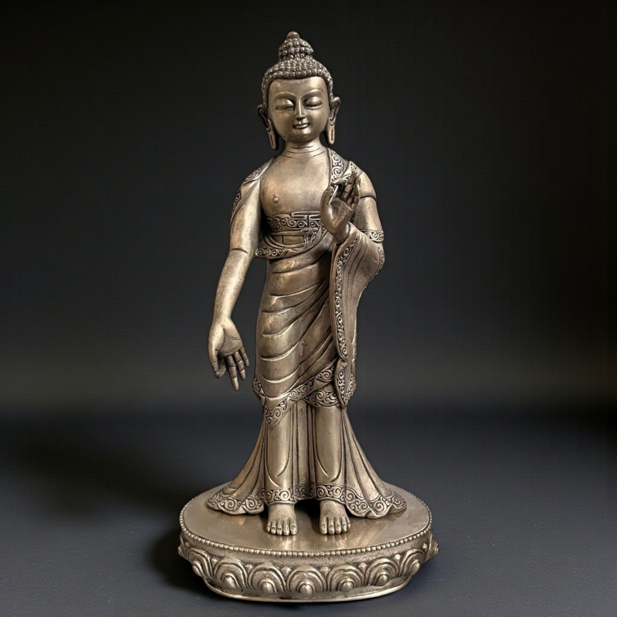Buddha Bronze Figur mit lehrender Geste 29,5cm