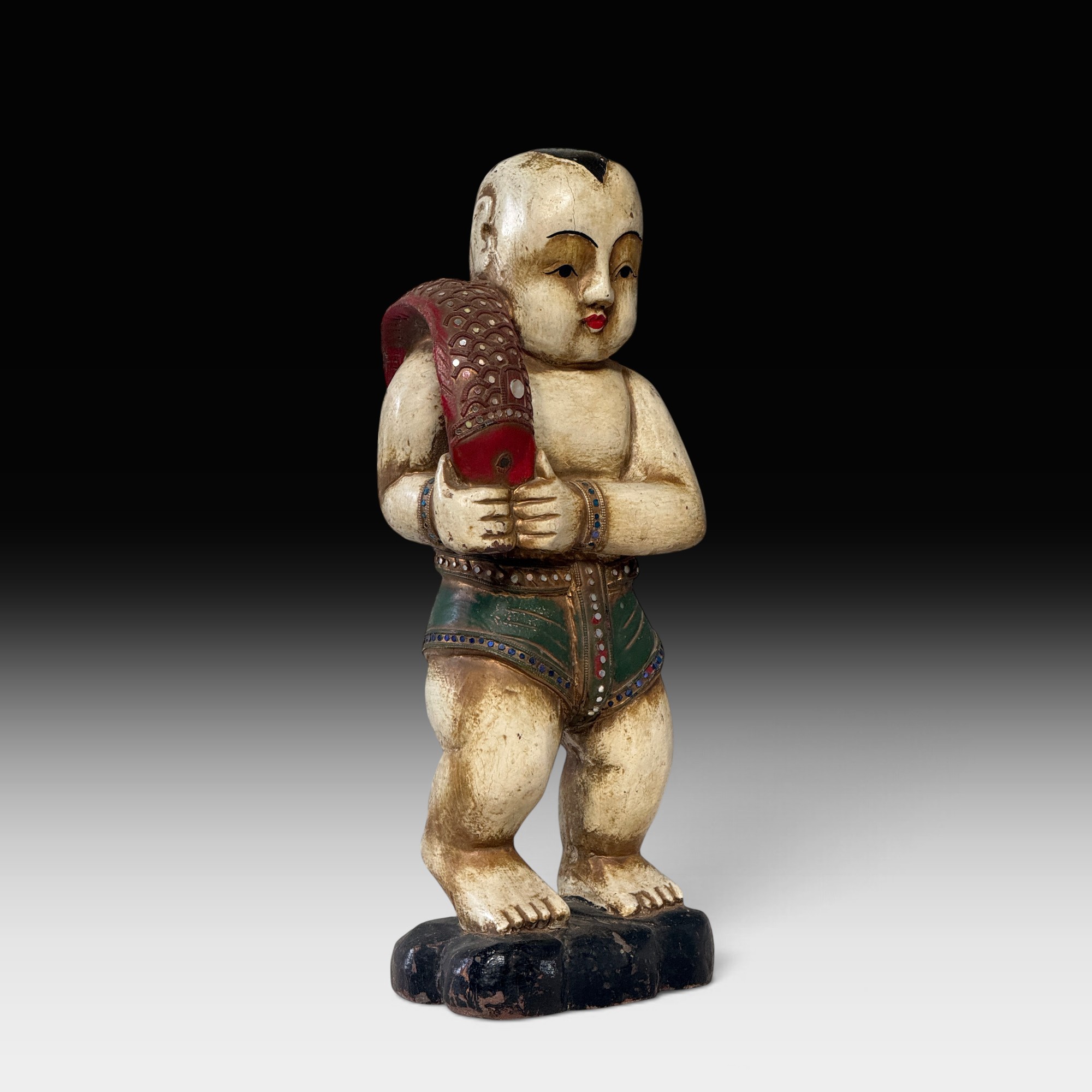 Shaolin Mönch Holz Figur China 50 cm groß
