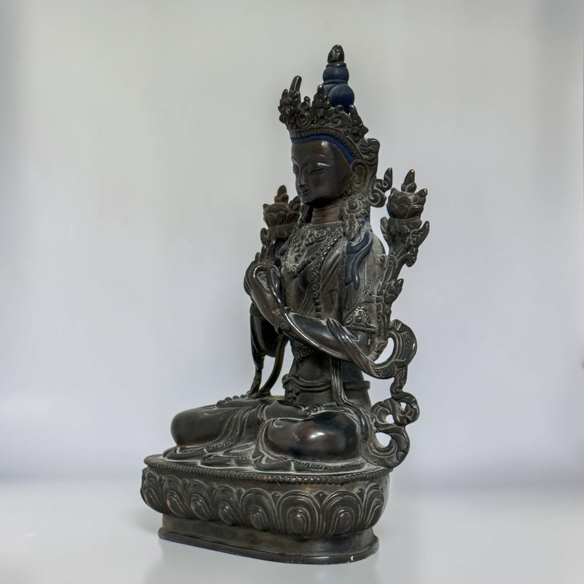 2-armige Prajnaparamita Figur alte Bronze Skulptur Nepal Statue Weisheit