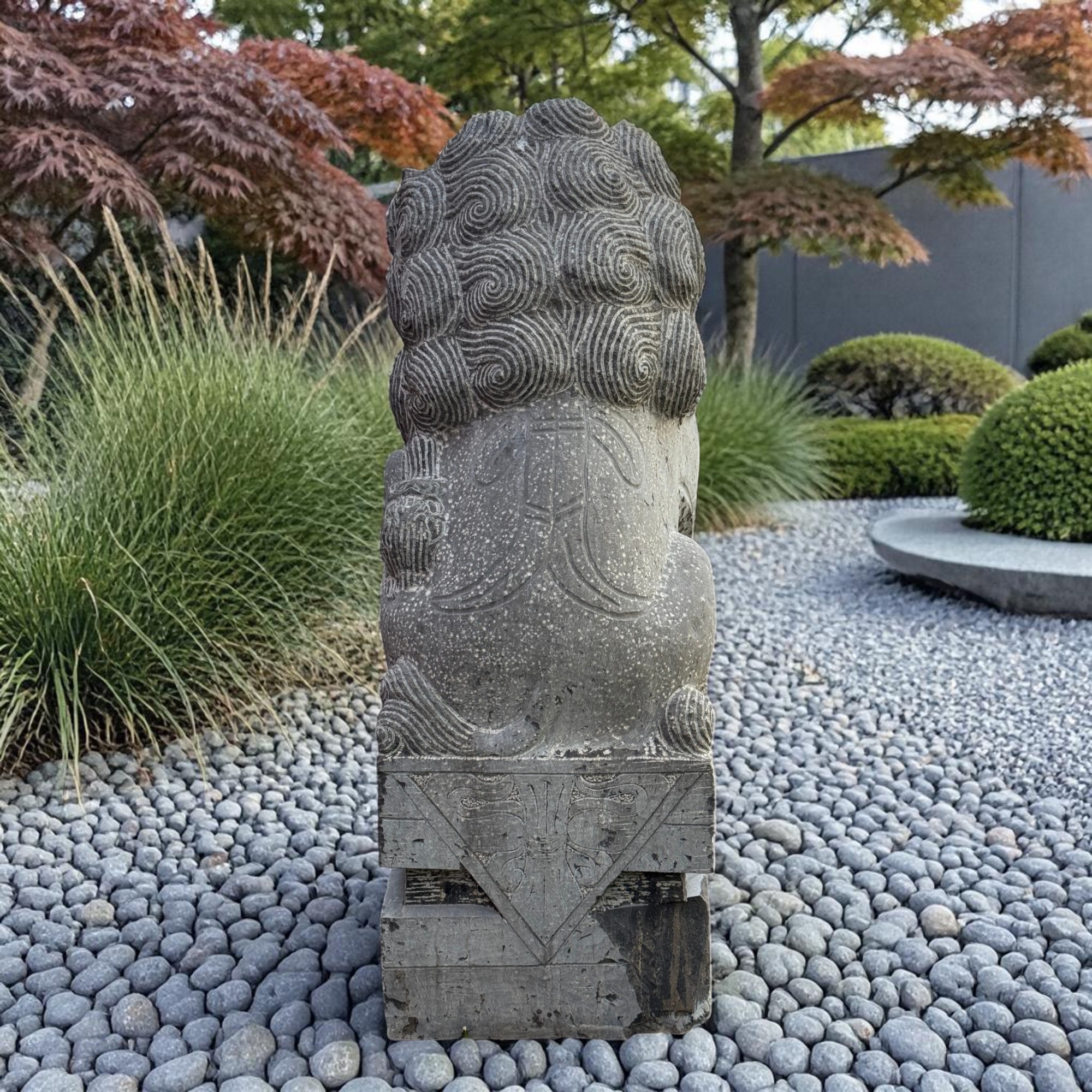 Chinesischer Wächterlöwe Tempellöwe Naturstein Skulptur China 110cm