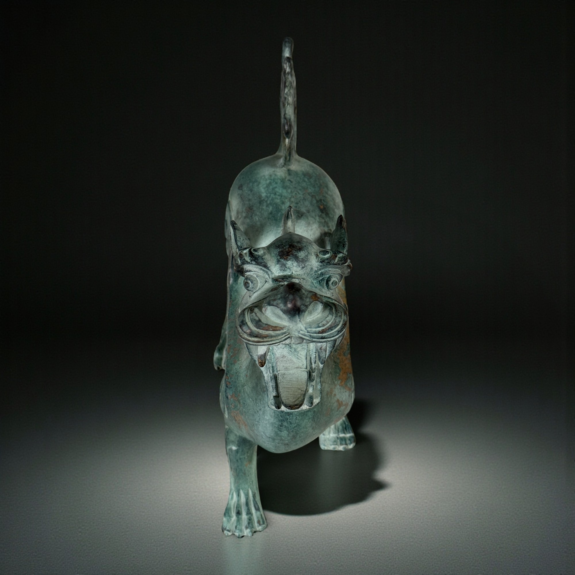 Chinesischer Pixiu Drache Bronze Skulptur 31 cm lang