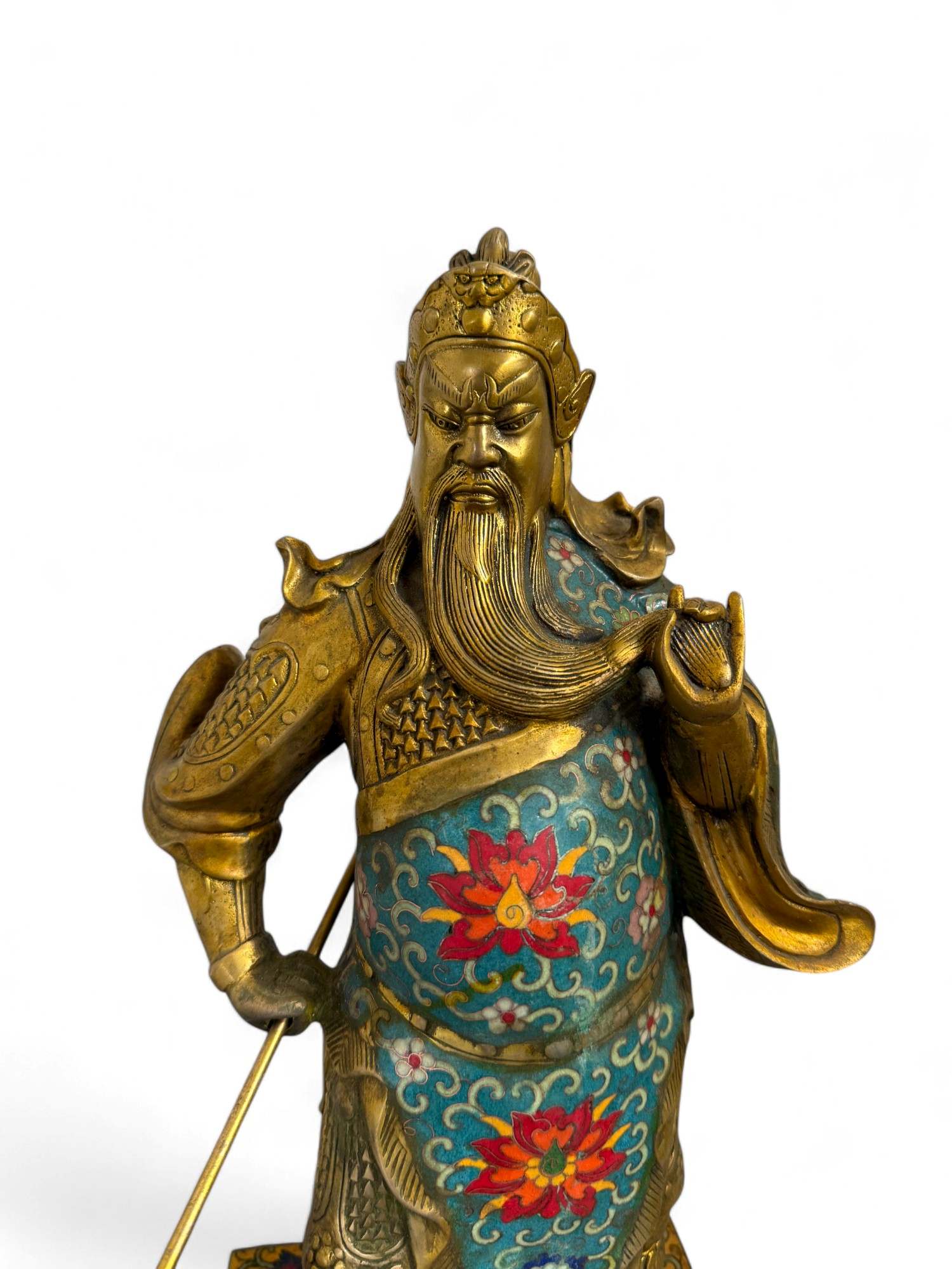General Guan Yu China Bronze Krieger Figur Cloisonne Skulptur