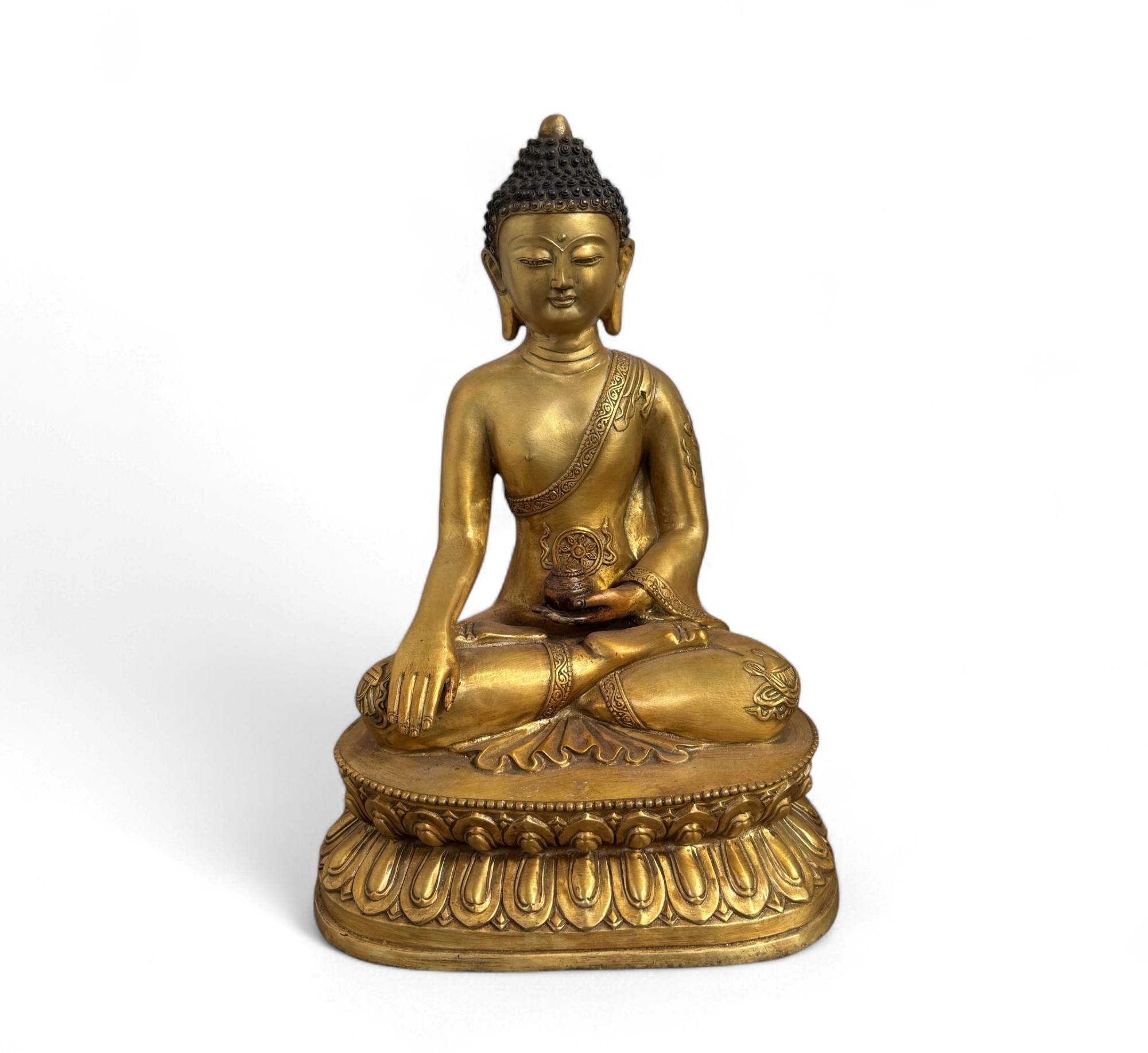 Bronze Buddha Statue 8 buddhistische Glückssymbole