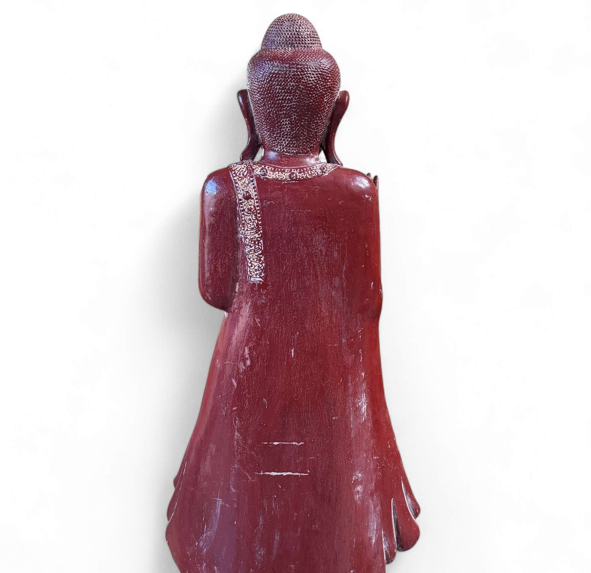 Buddha Statue Birma Teak Holz Skulptur lehrende Geste 150 cm