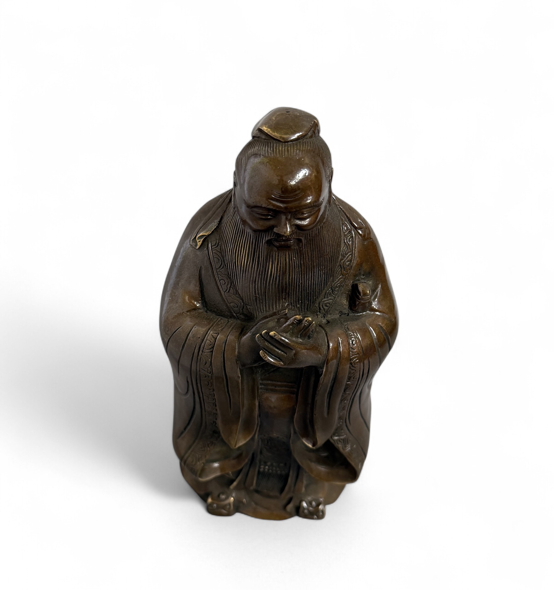 Konfuzius Skulptur aus China - Bronze Figur 26 cm groß