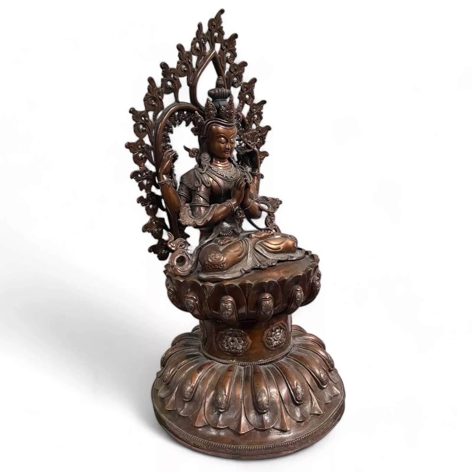 Chenrezig Avalokiteshvara Kupfer-Bronze Skulptur 69 cm groß