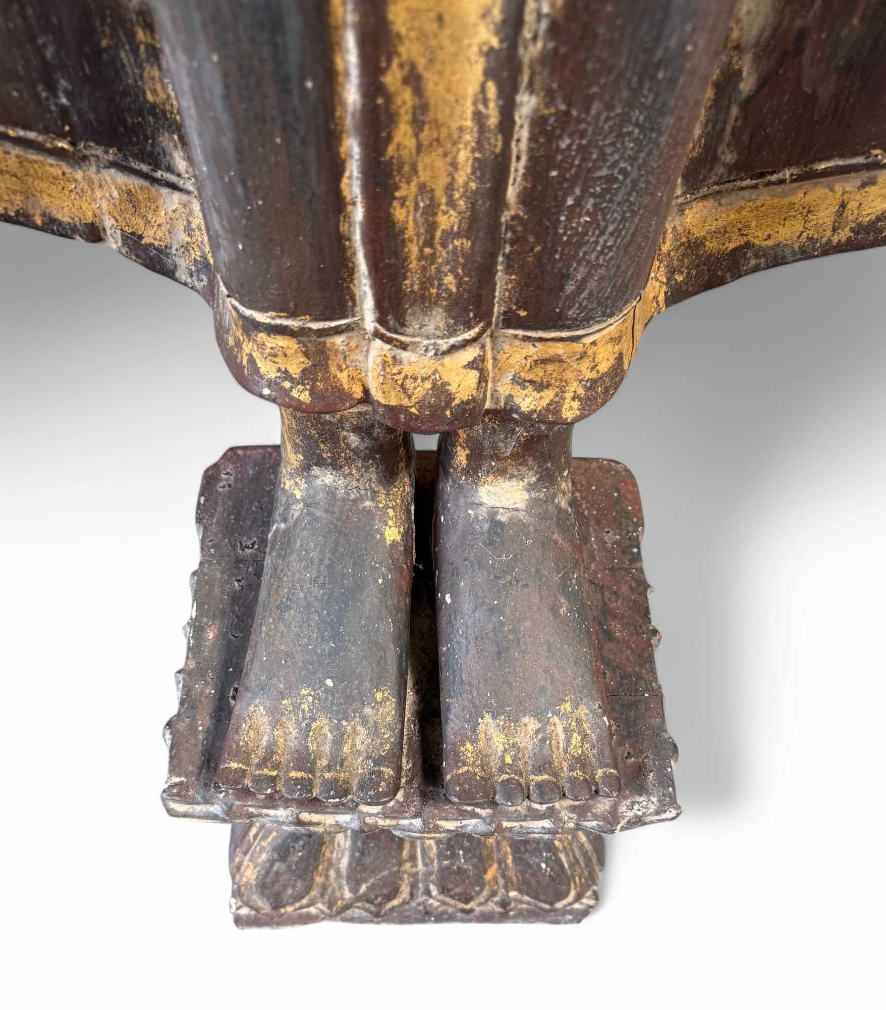 Alte Holz Buddha Statue Mandalay Skulptur Burma, 190 cm groß