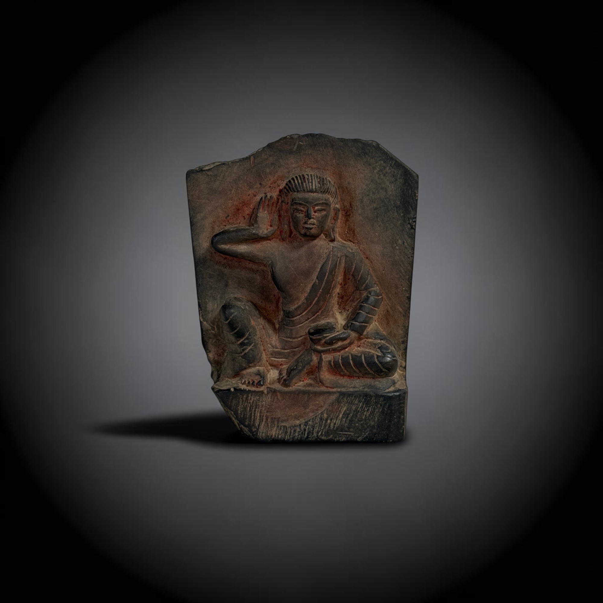 Alte Milarepa Stein Skulptur Blackstone Relief Nepal 14,5 cm