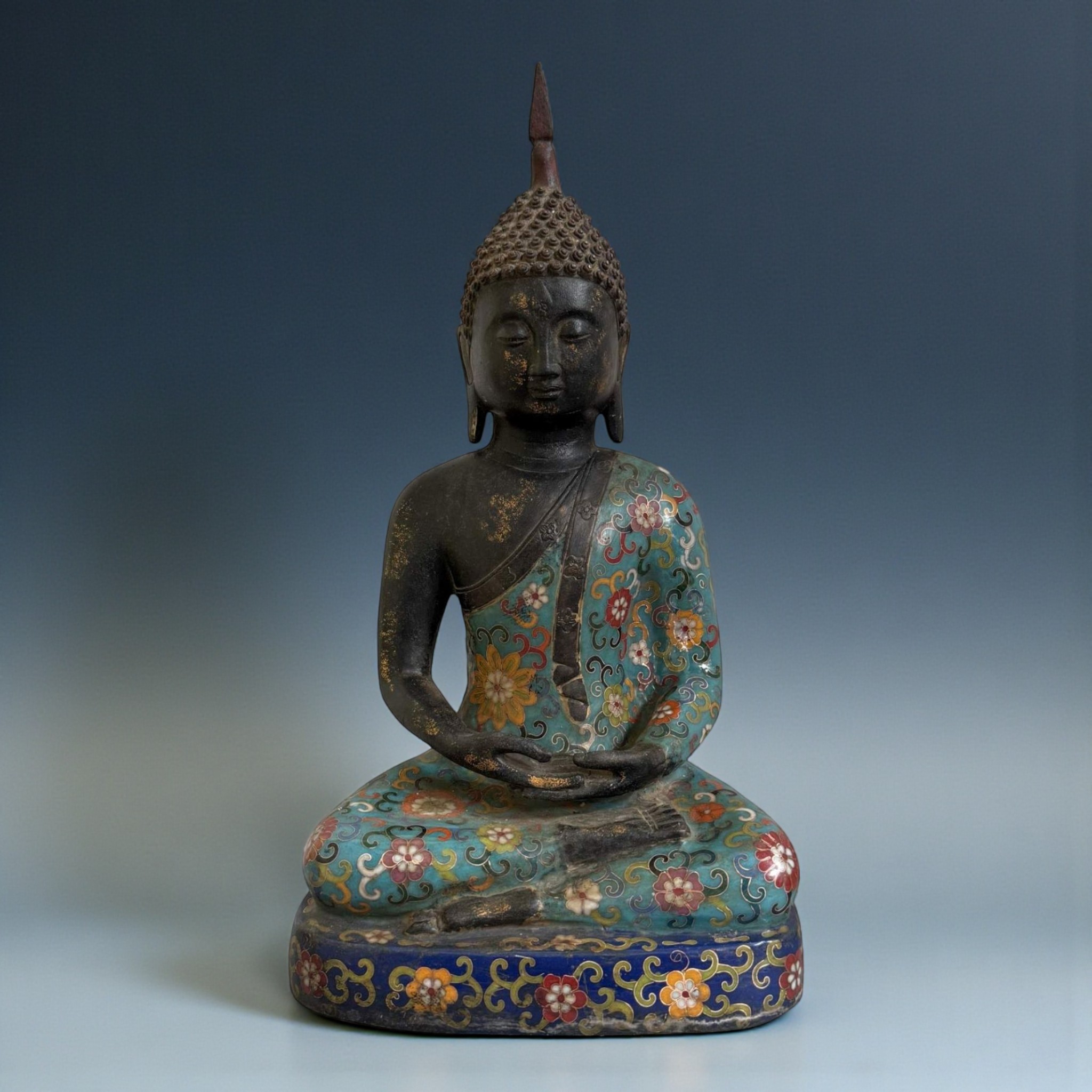 Buddha Figur Bronze China Cloisonne Skulptur 40 cm groß