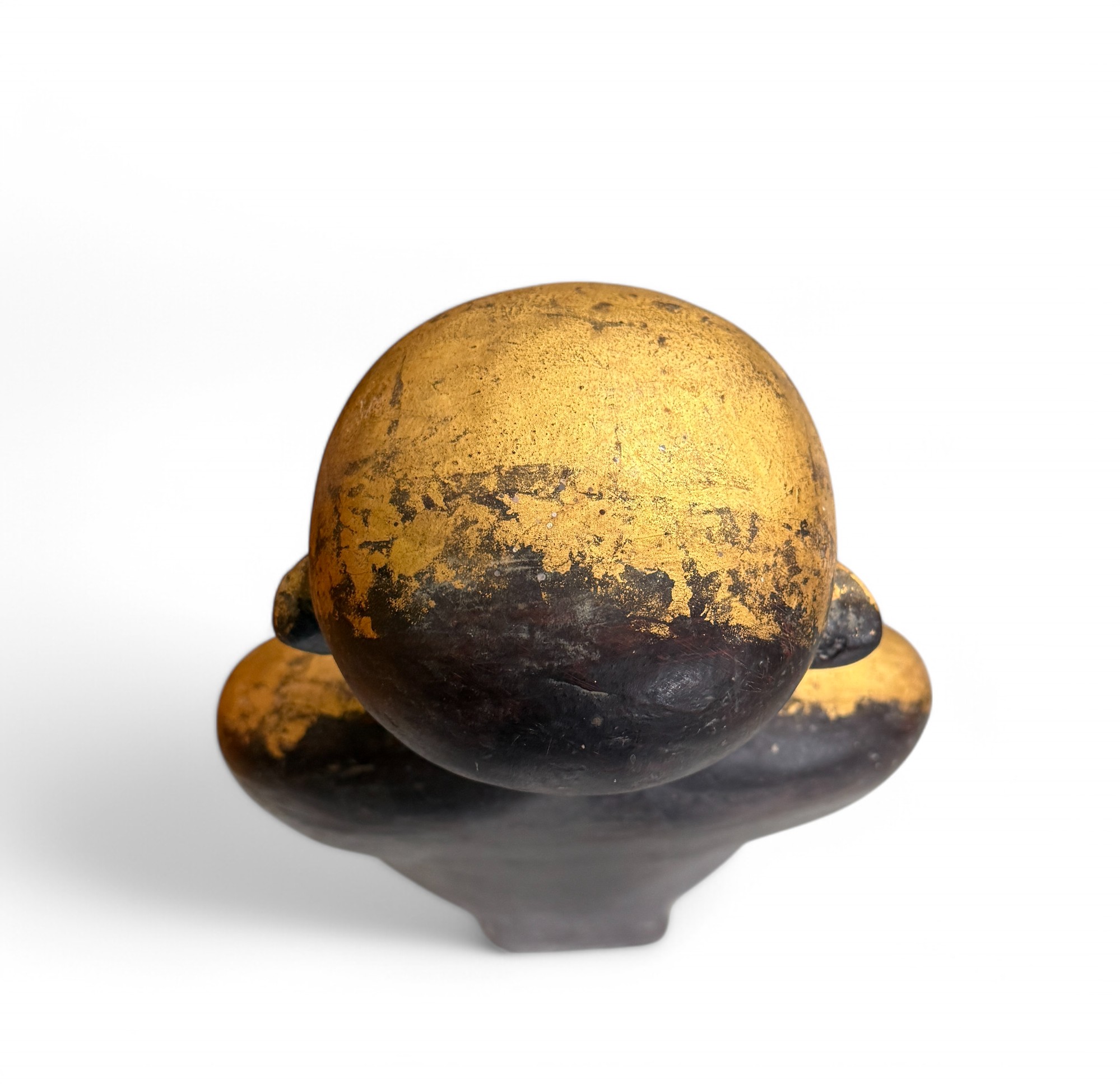 Birma Bettelmönch Statue Lacquerware Skulptur vergoldet 100cm