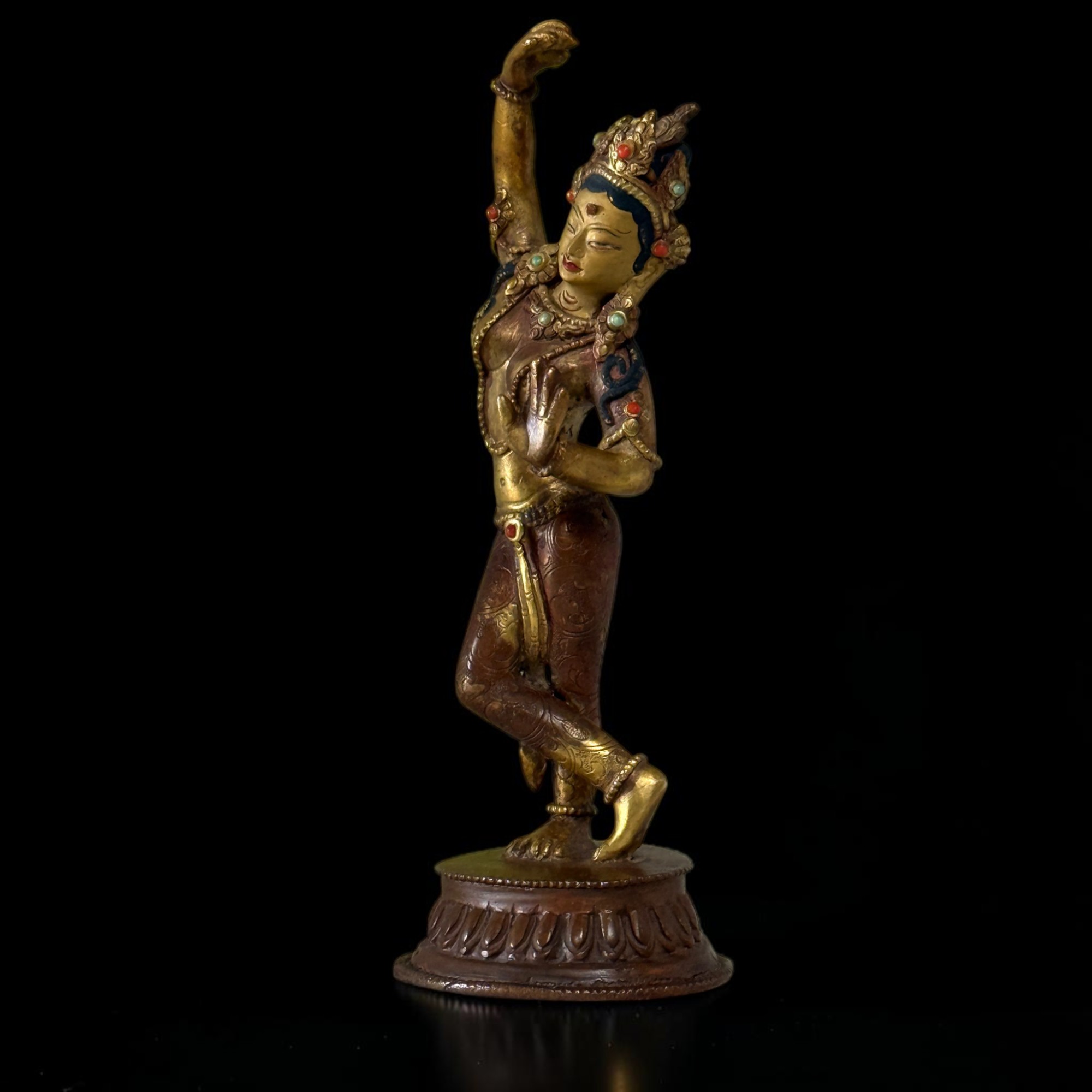 Mayadevi Figur Bronze feuervergoldet Nepal Buddha Mutter Skulptur