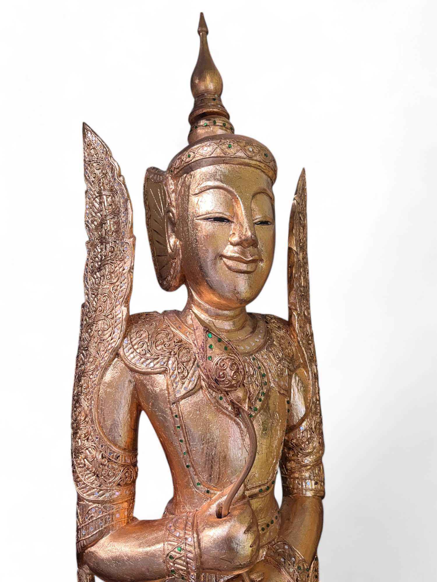 Thailändischer Tempelwächter Teppanom Holz Skulptur 170cm