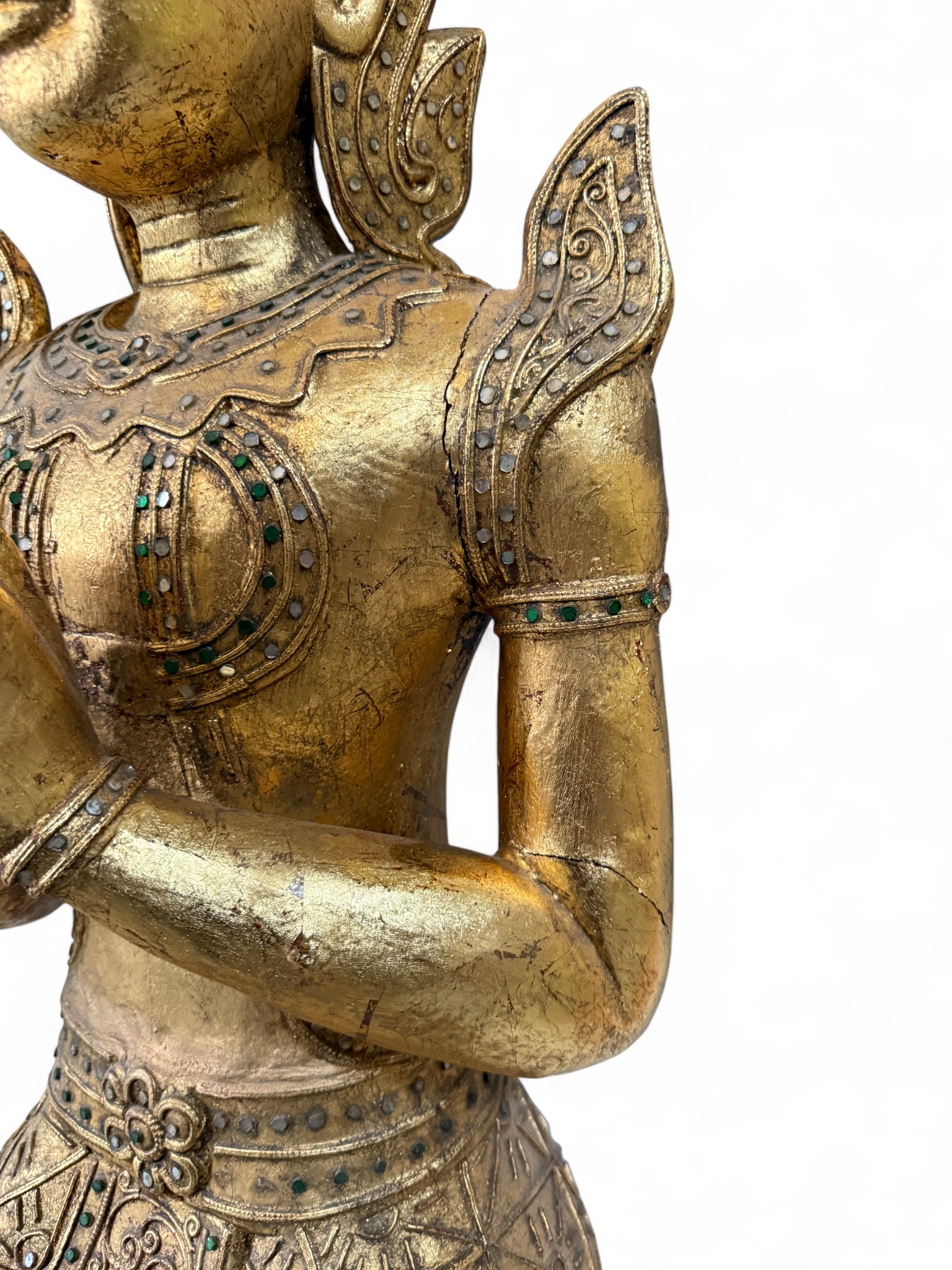 Thailändischer Tempelwächter Teppanom Holz Skulptur 94 cm