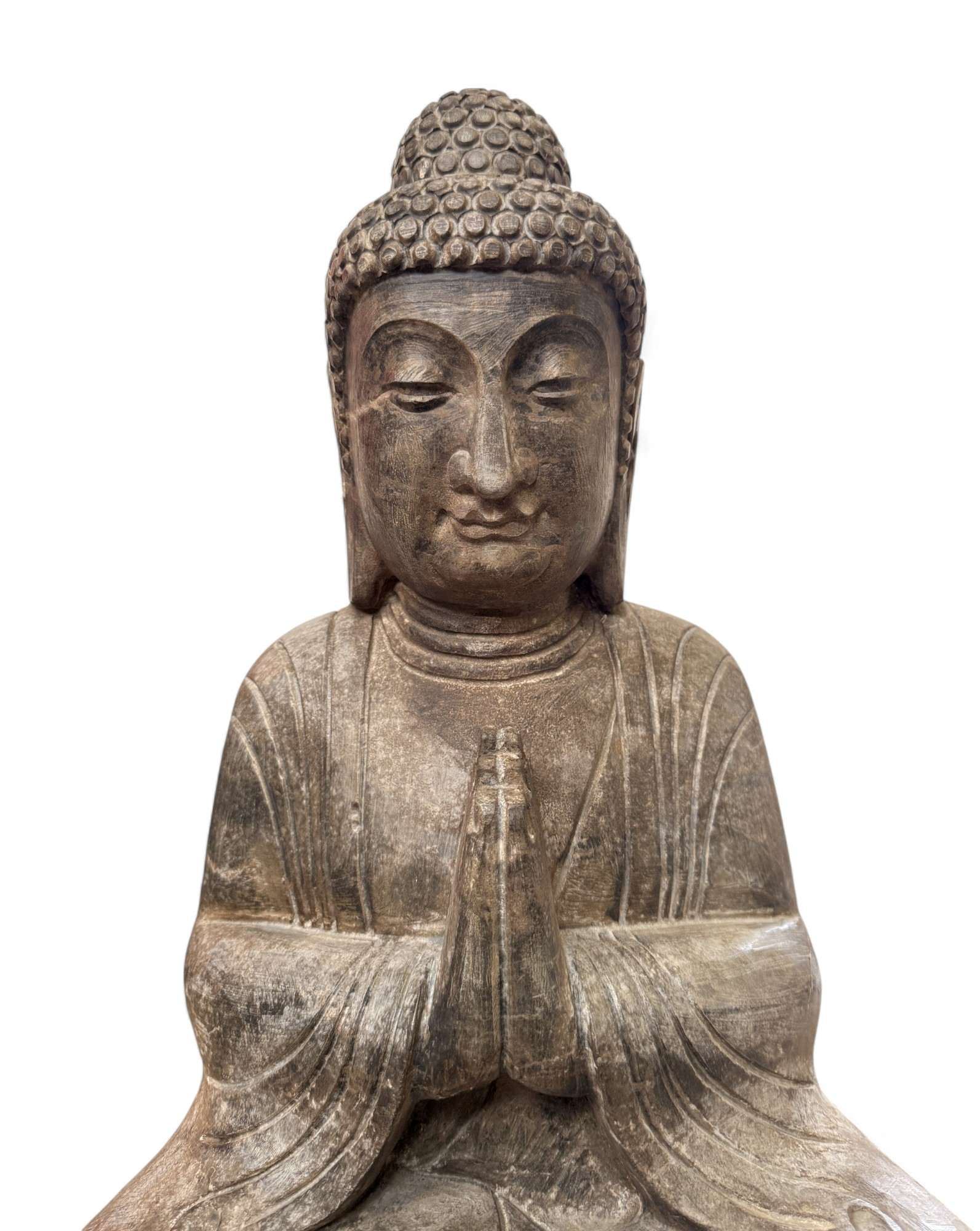 Buddha Garten Statue Naturstein Namaskar Mudra 58 cm groß frostfest