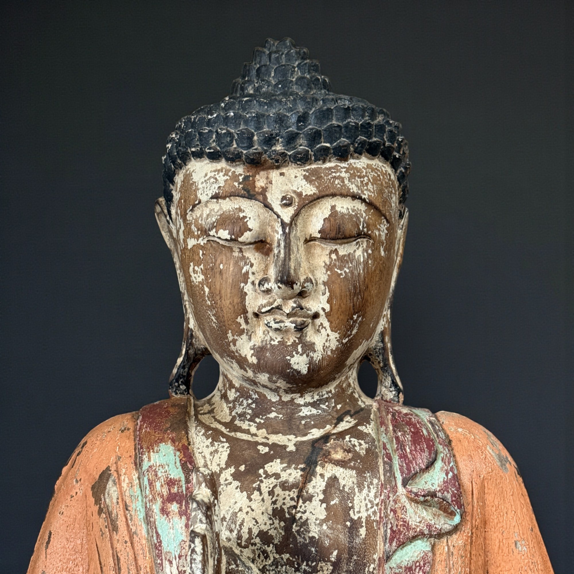 Großer Holz Buddha Skulptur - Vitarka Mudra - 62 cm groß