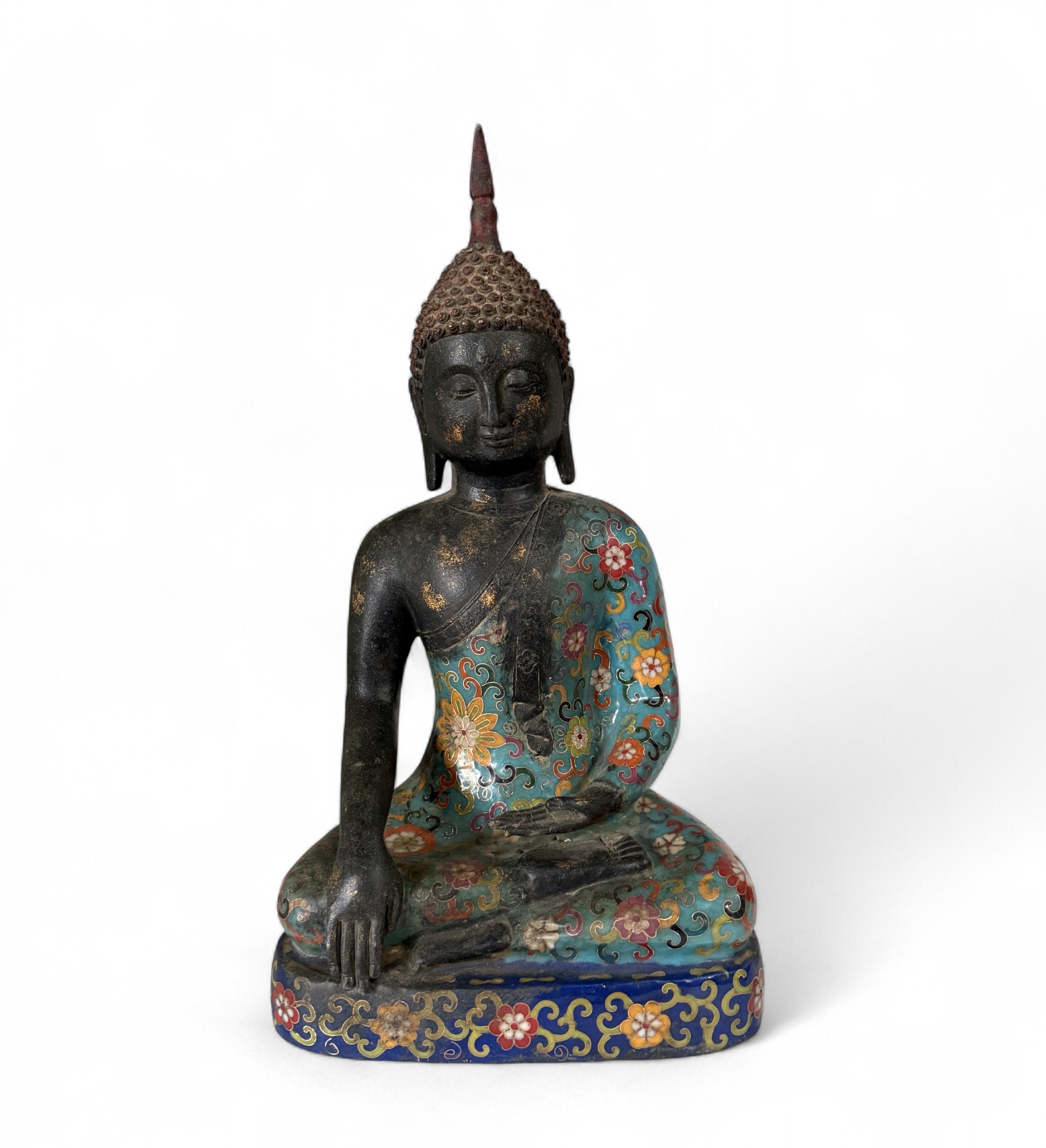 Buddha Figur Bronze Siddharta Gautama Cloisonne Skulptur 40 cm