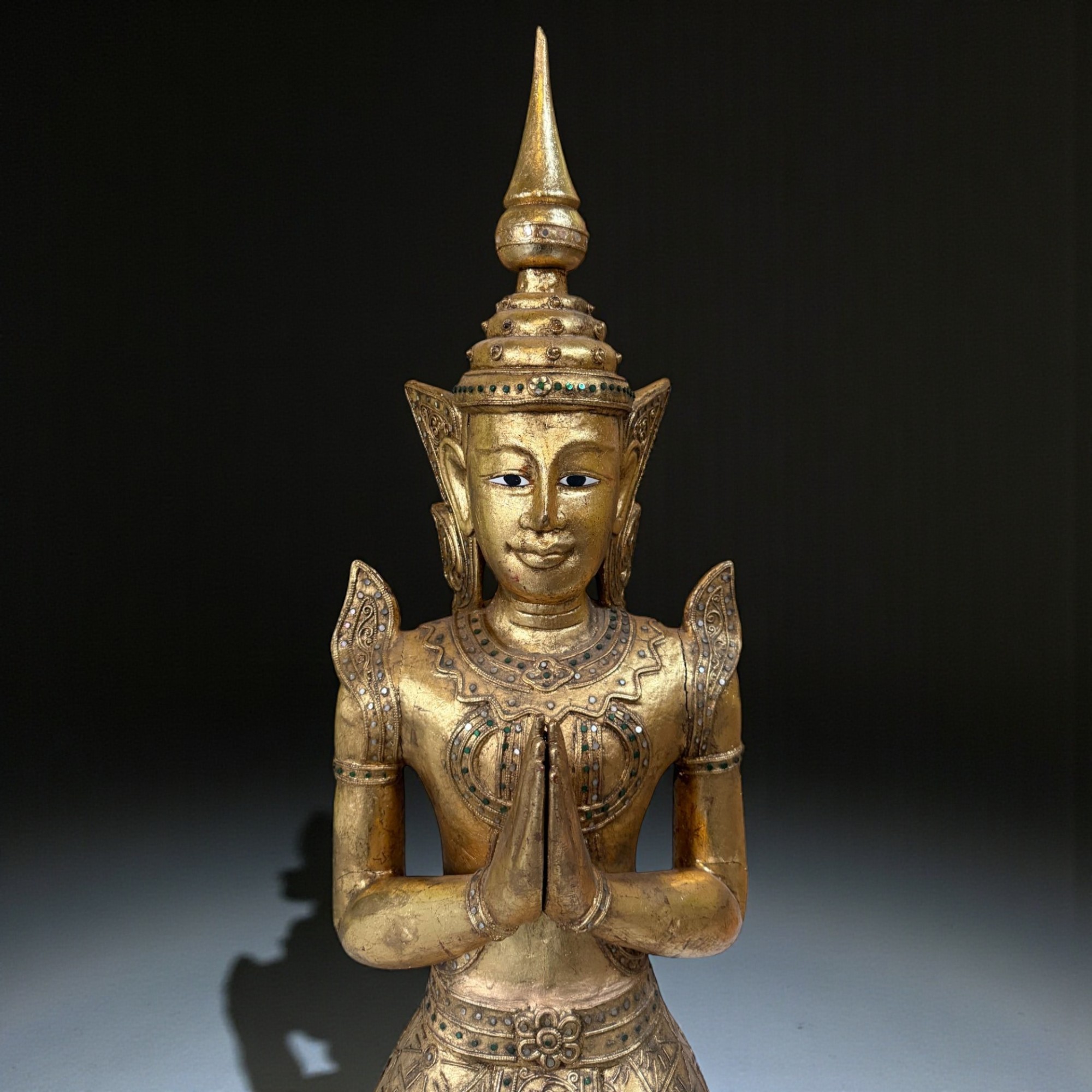 Thailändischer Tempelwächter Teppanom Holz Skulptur 94 cm