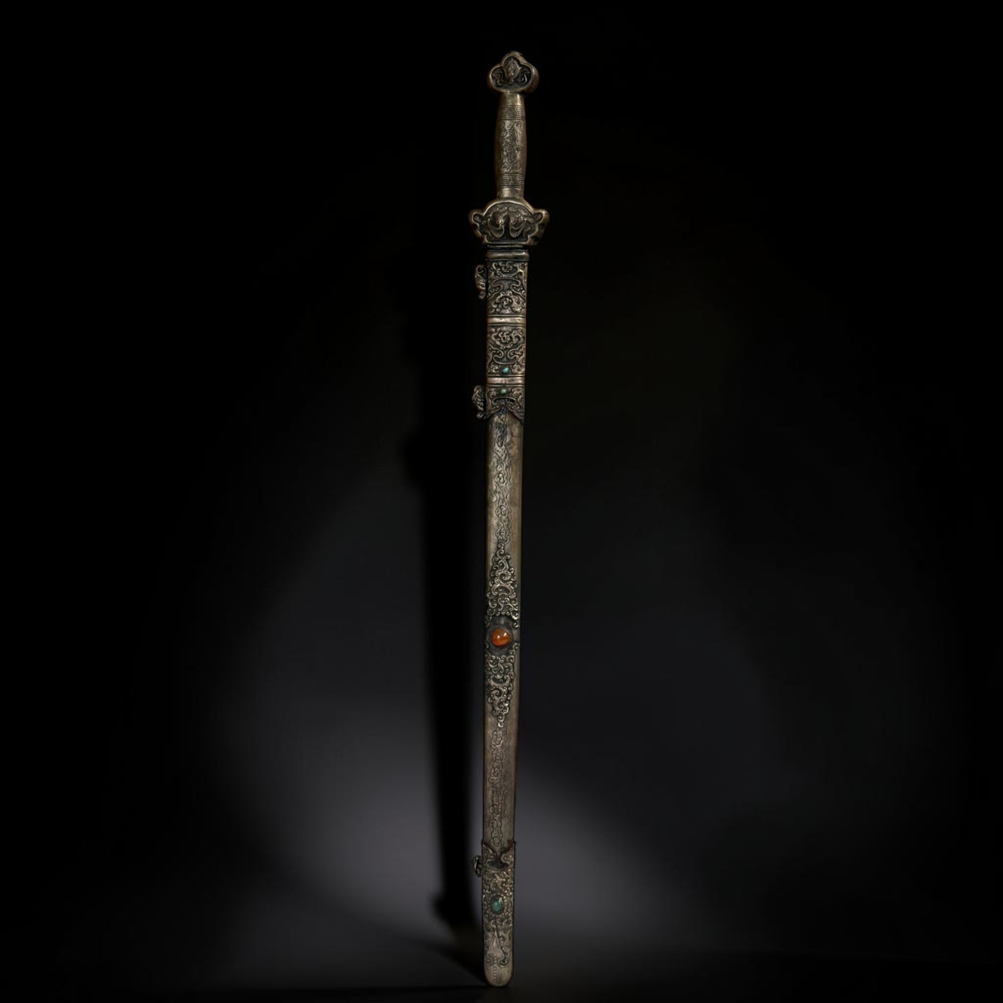 Altes chinesisches Schwert Jian aus Eisen & Metall 100cm