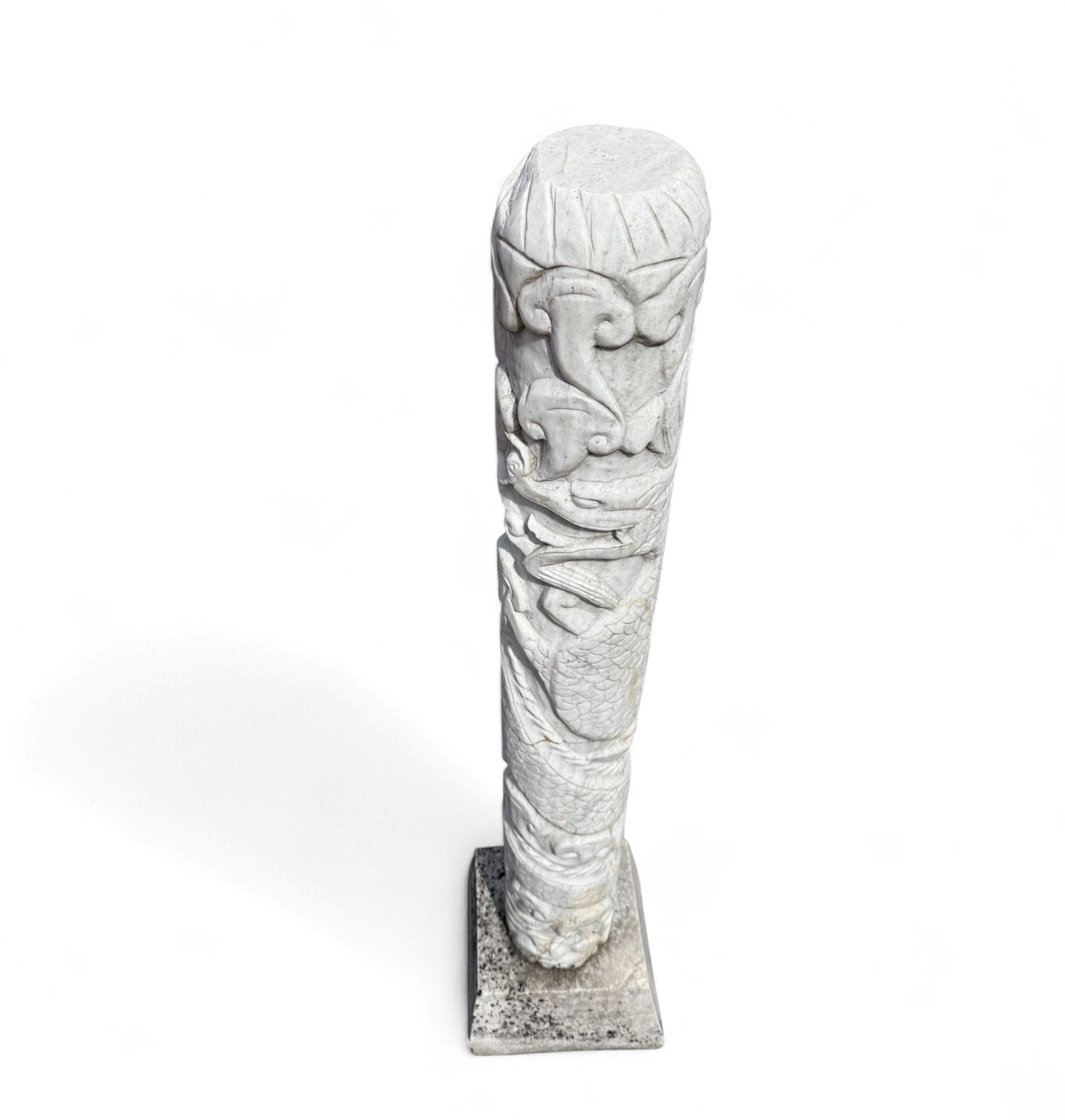 Garten Stele Drachen Skulptur Marmorstein, restauriert