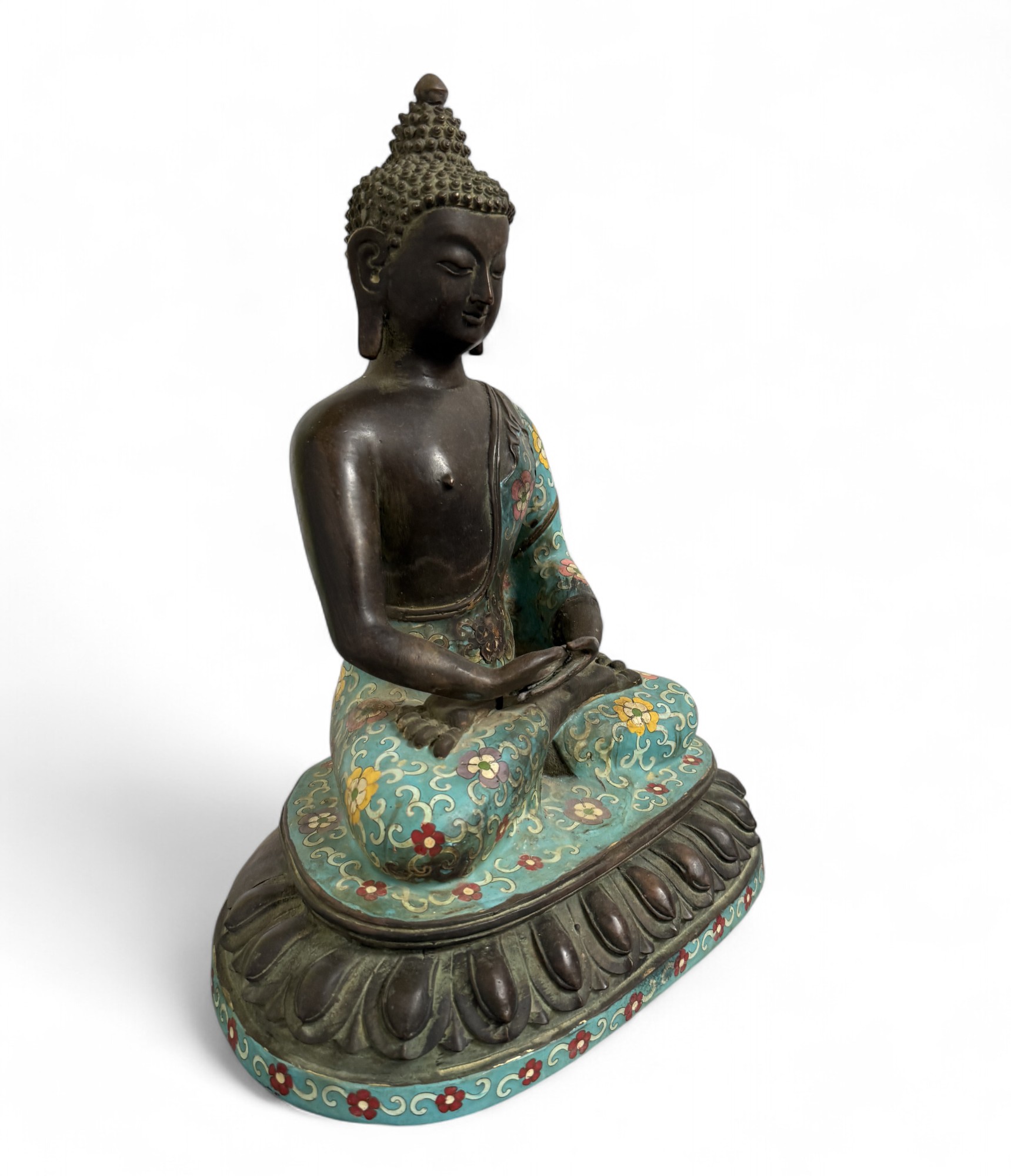 Buddha Figur Bronze China Cloisonne Skulptur 40cm groß