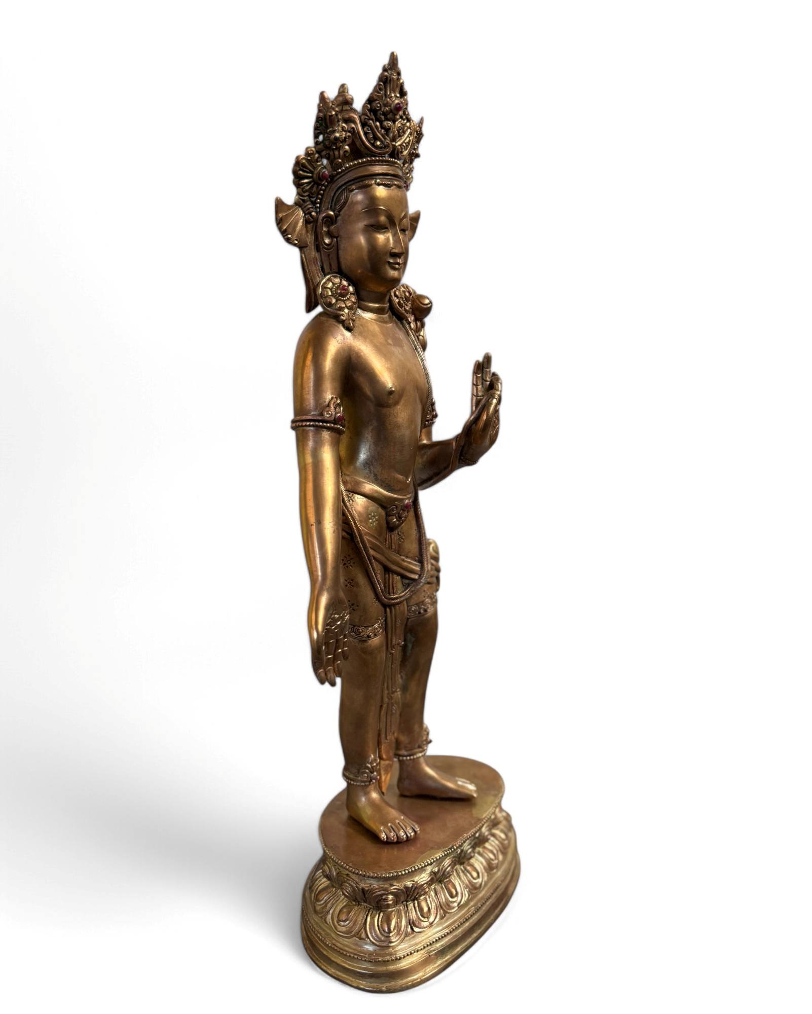 Padmapani Kupfer Bronze Statue Nepal Skulptur 53 cm groß