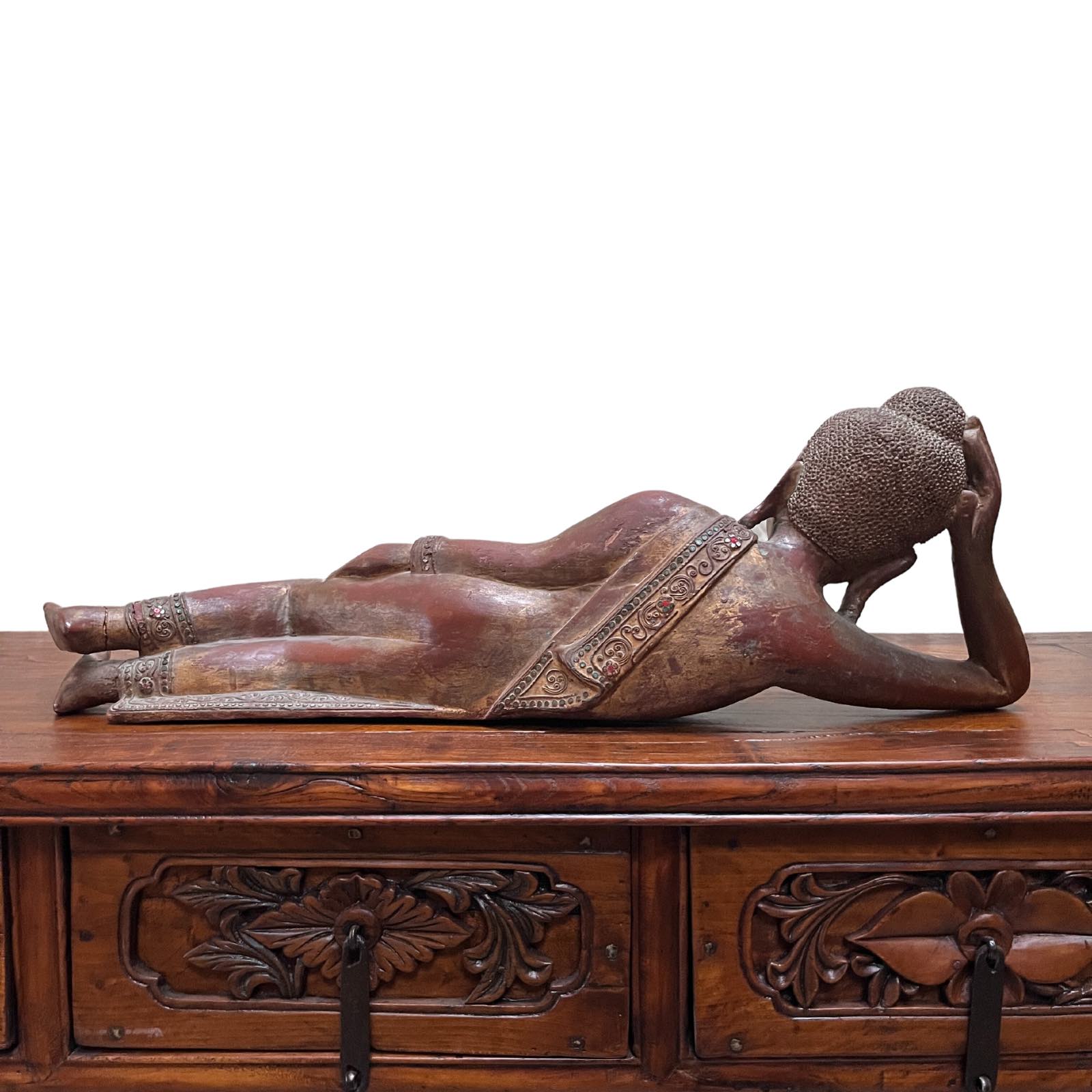 Liegender Holz Buddha aus Burma - 70cm