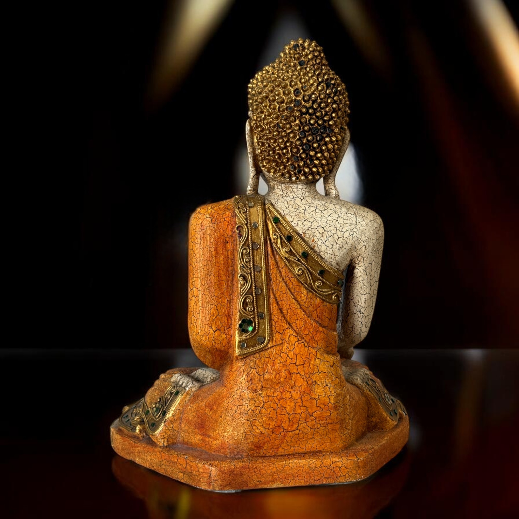 Holz Buddha Figur Thailand Skulptur, Handgeschnitztes Unikat aus den 90er Jahren
