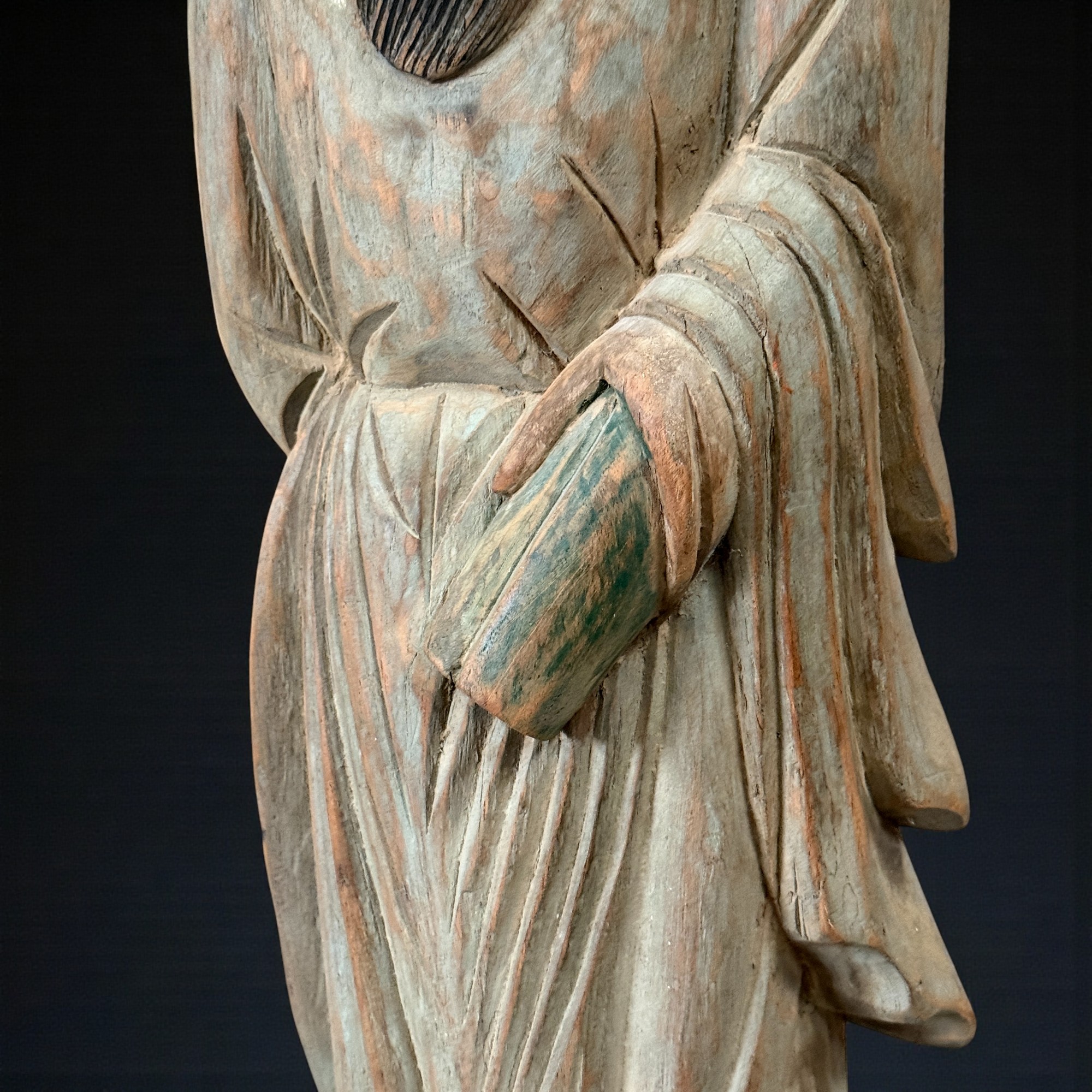 Große Konfuzius Statue aus Holz geschnitzt