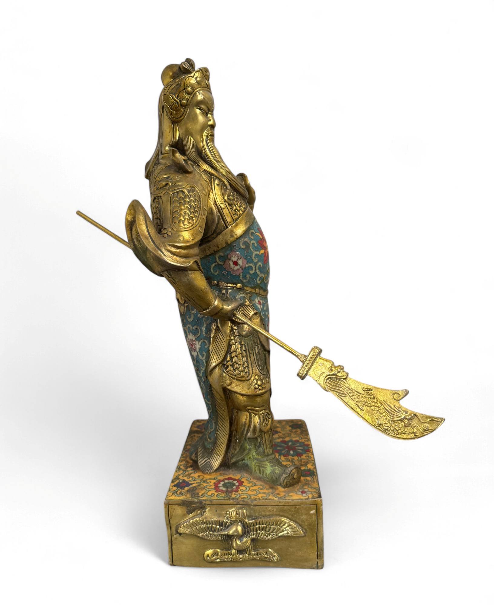 General Guan Yu China Bronze Krieger Figur Cloisonne Skulptur