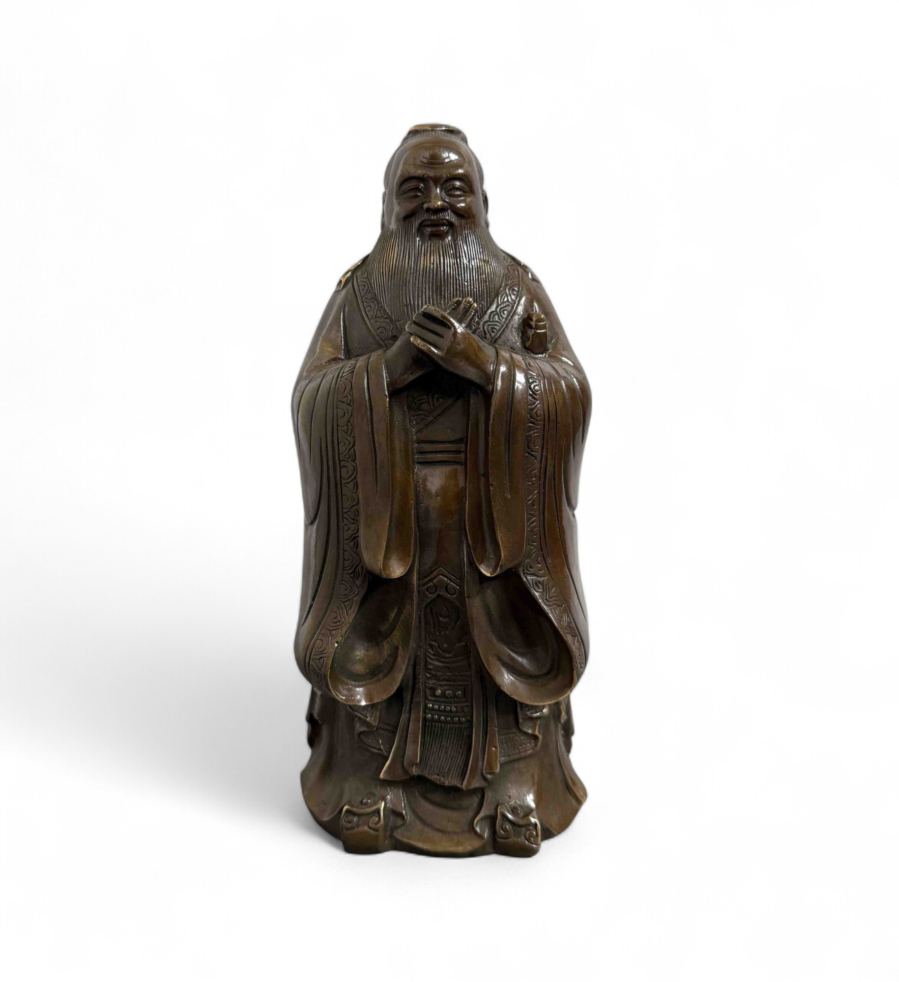 Konfuzius Skulptur aus China - Bronze Figur 26 cm groß