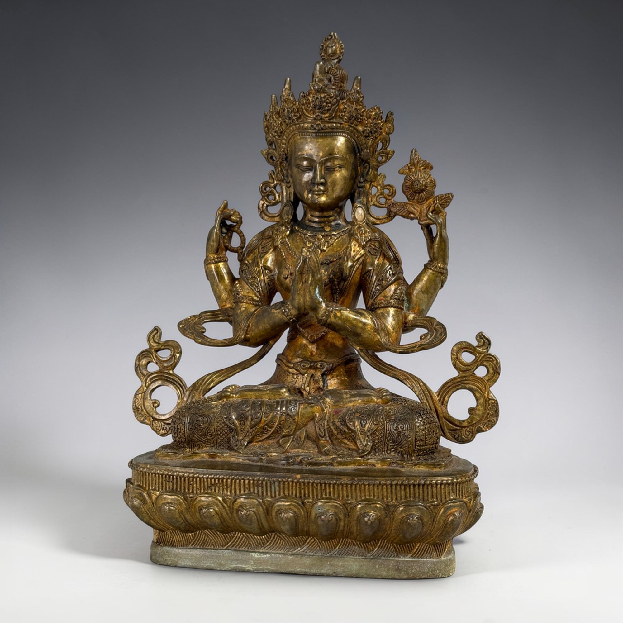 Buddha Figur Bronze Chenrezig Avalokiteshvara - 29 cm groß