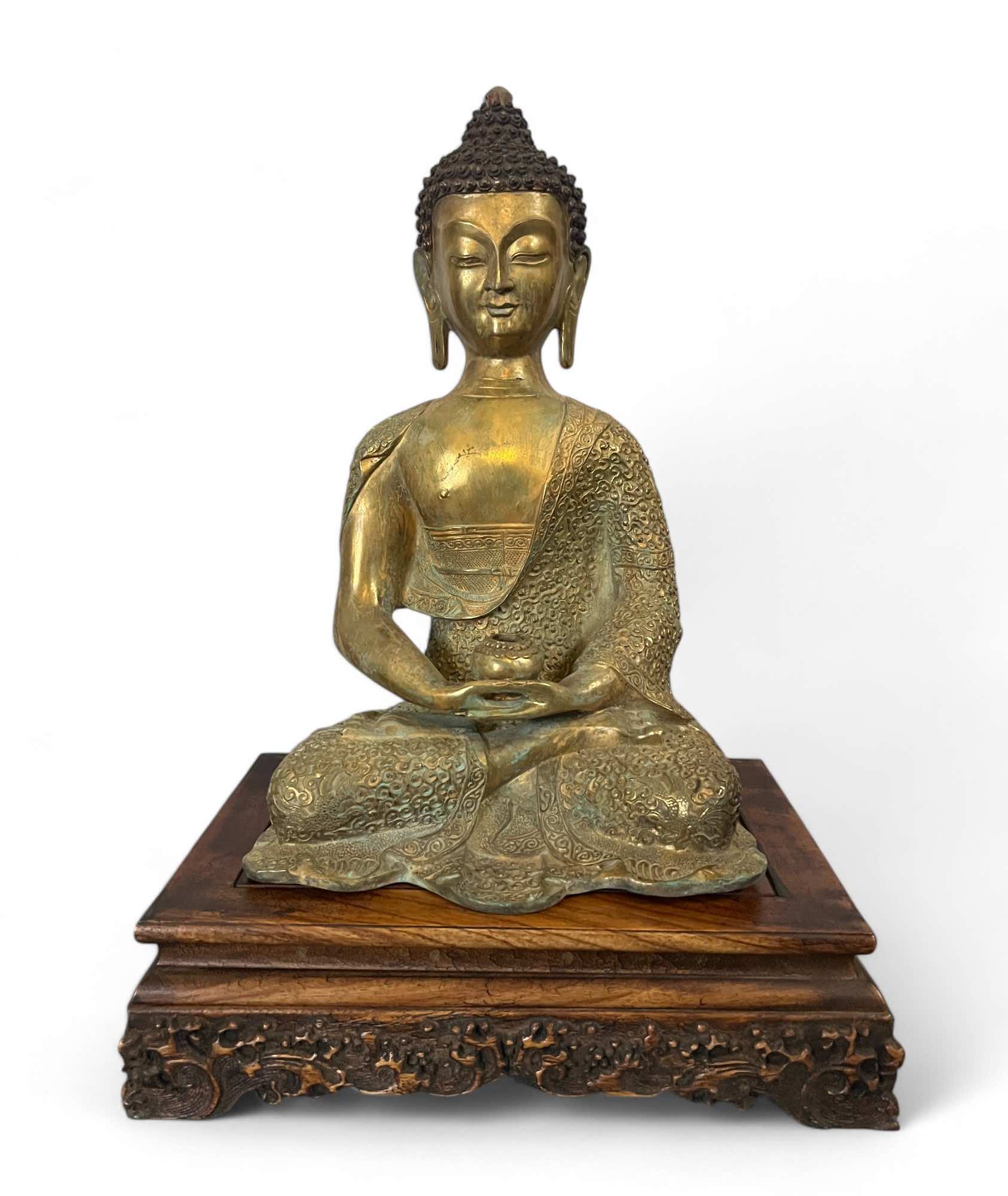 Meditierende Buddha Figu aus Bronze 33,5 cm groß - Nepal