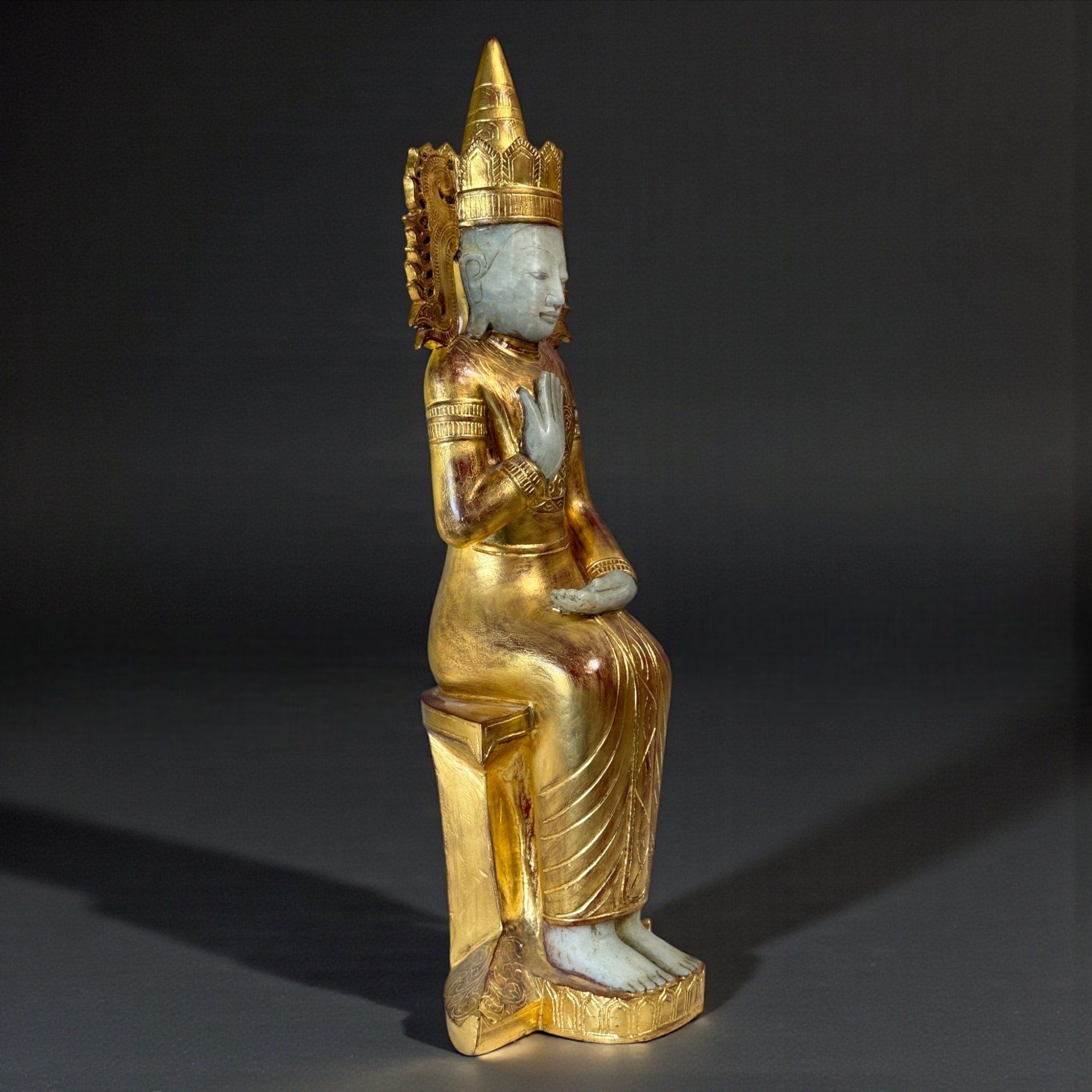 Burma Buddha Statue Alabaster Skulptur 89 cm groß