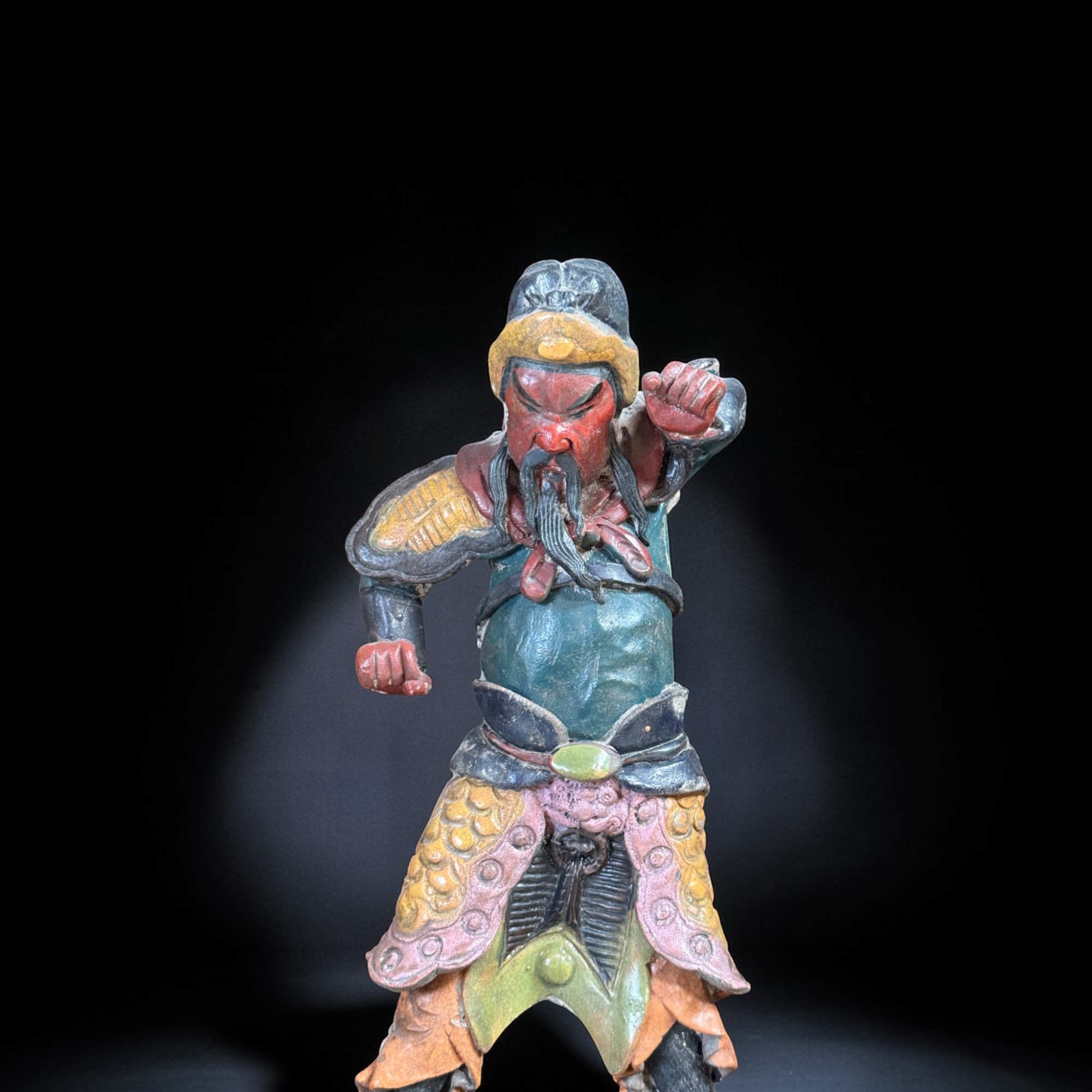 Chinesisches 3D-Hochrelief Wandbild Guan Yu im Rahmen, ca. 40 J. alt, Erlangener Nachlass