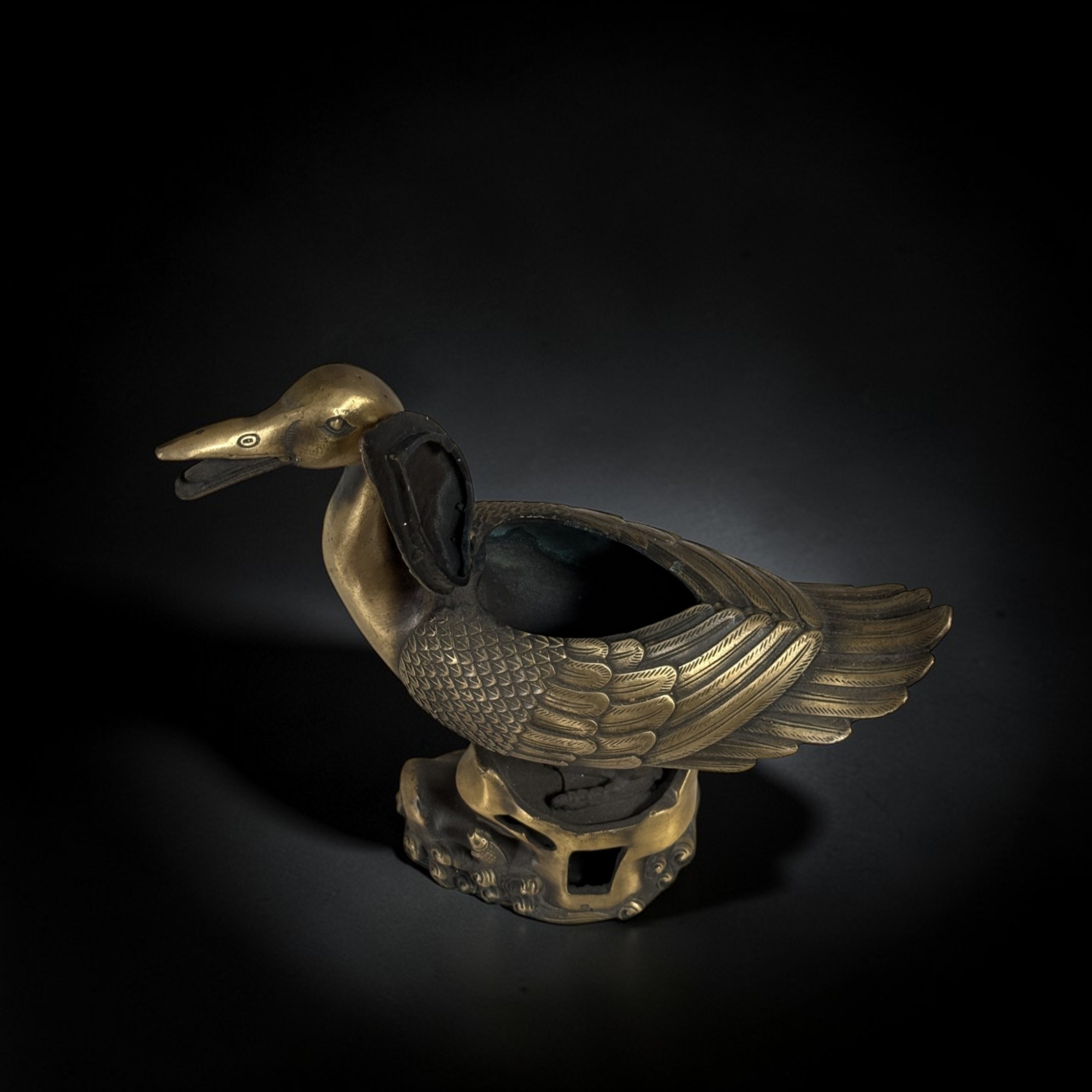 Räuchergefäß Ente aus Bronze – 26 cm – Chinesische Dekofigur