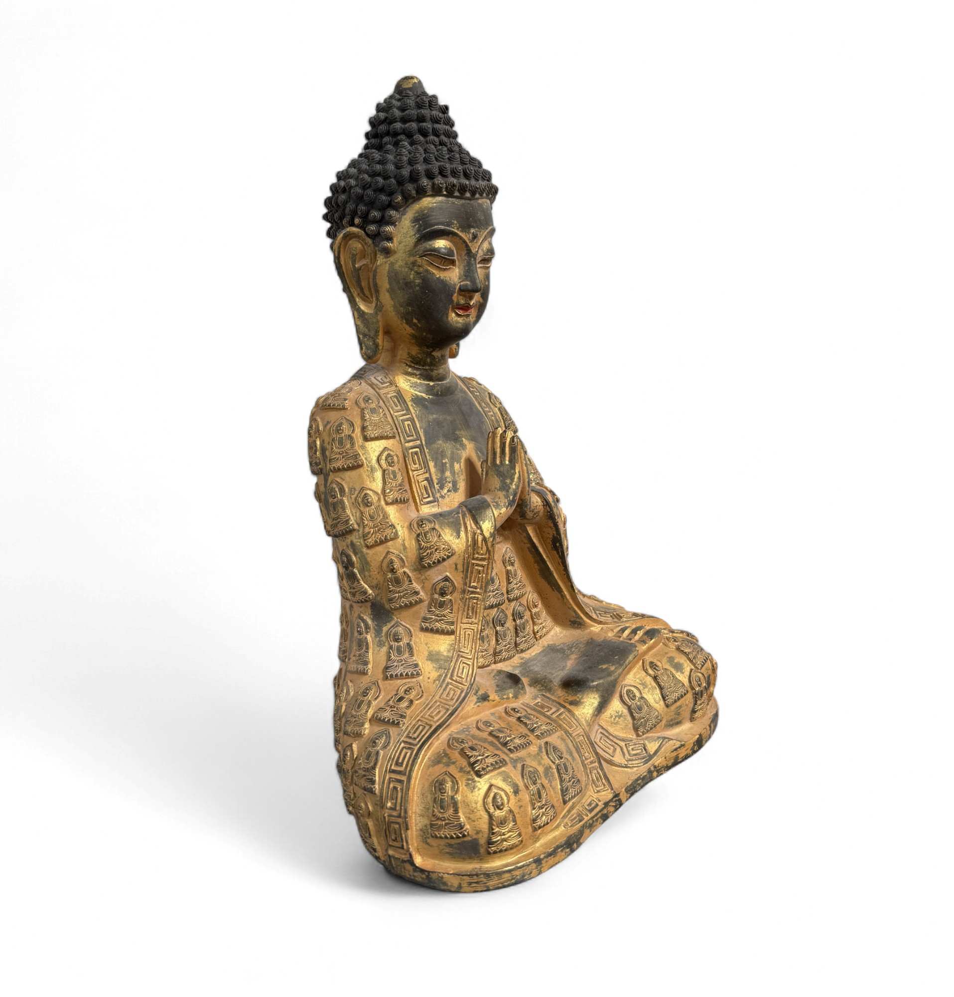 Buddha Skulptur mit Anjali Mudra aus Bronze - 41 cm groß
