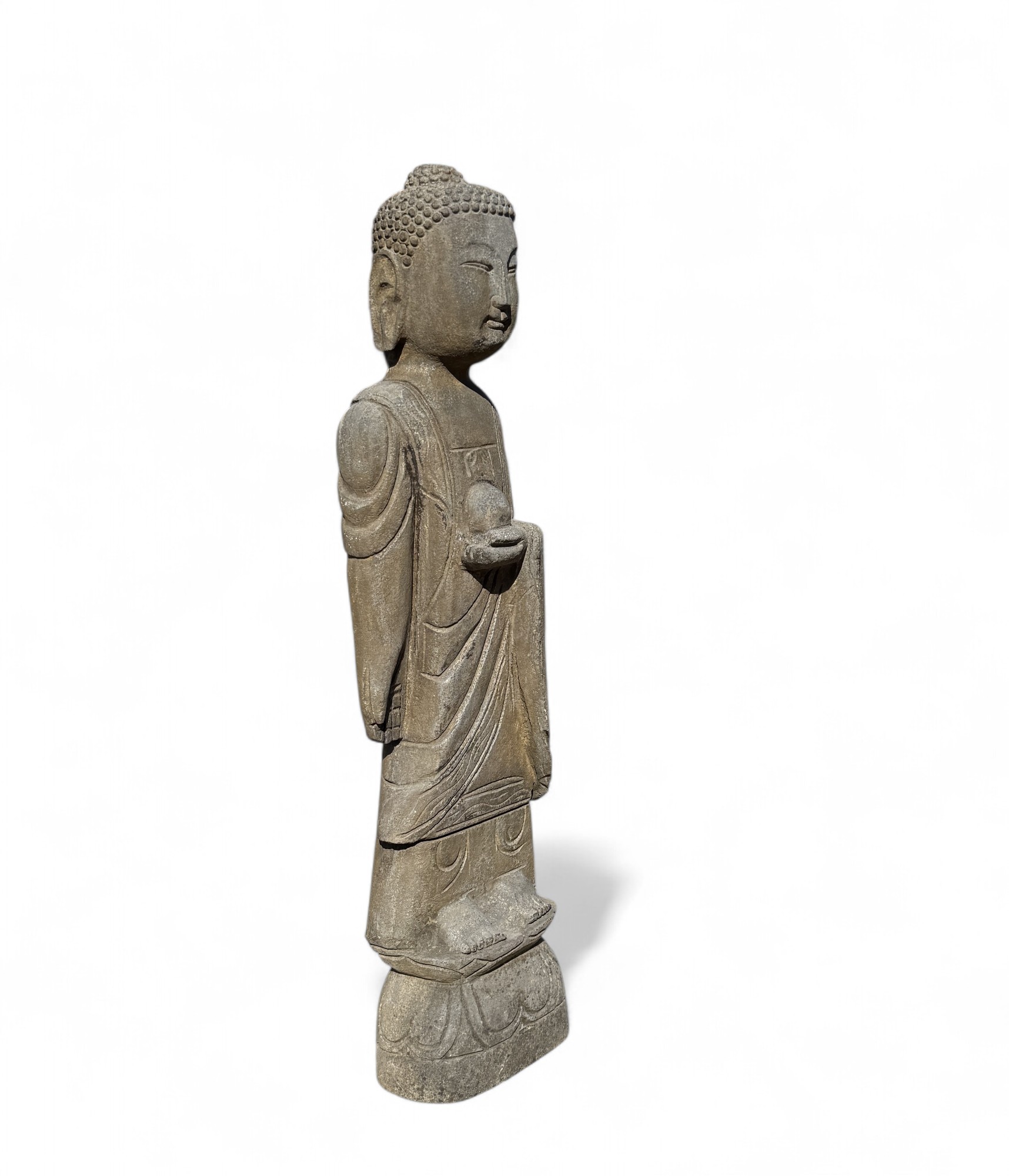 Garten Buddha Statue Naturstein Figur Wunschgewährungs Geste