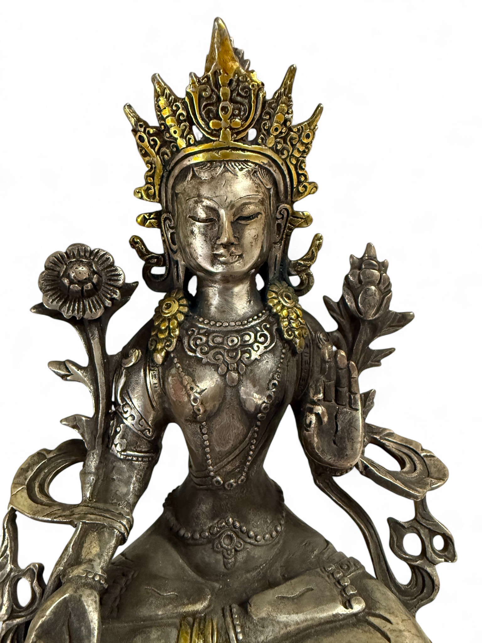 Weiße Tara Figur Bronze Tibet/China 21 cm