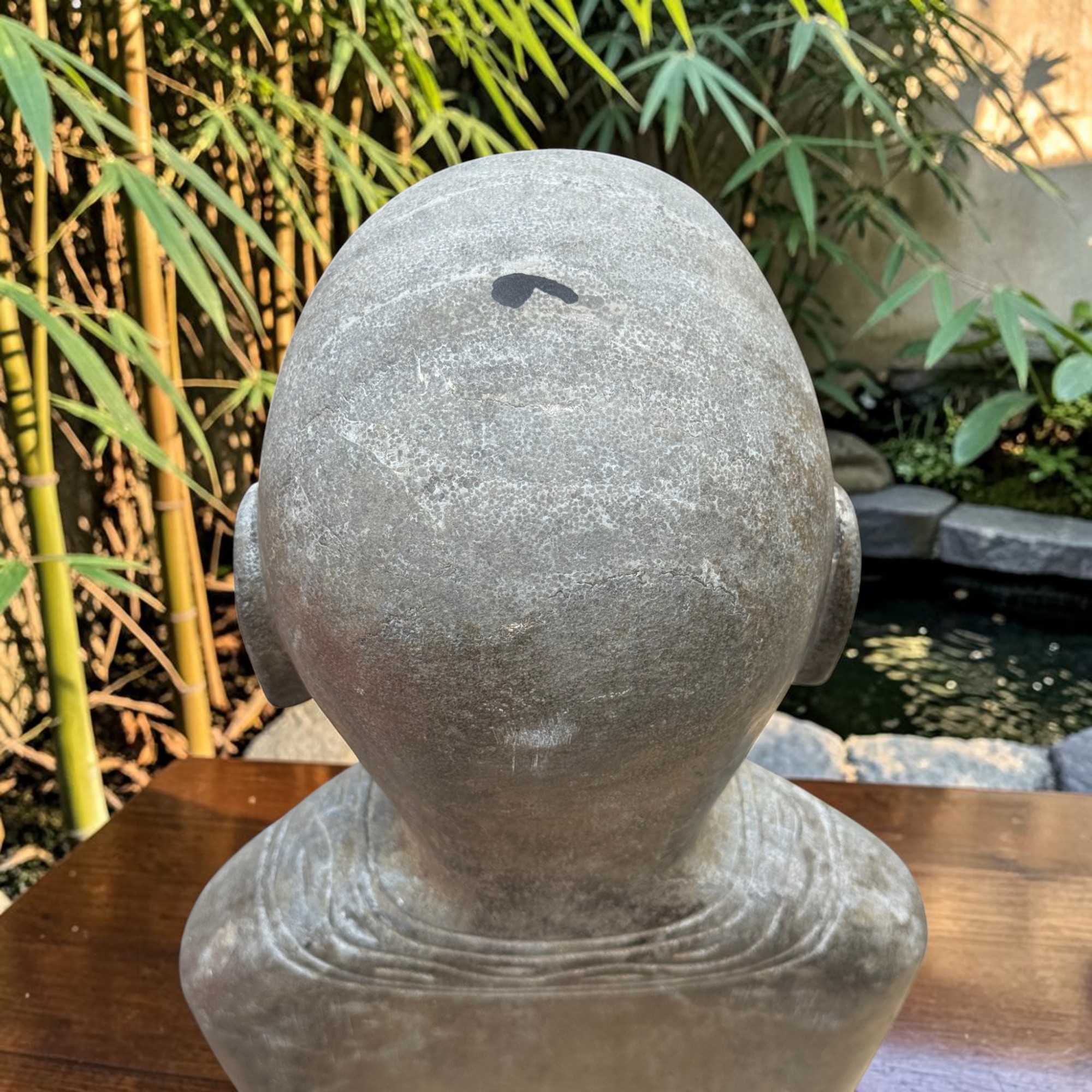 Zen Mönch Statue Naturstein 101cm | Handarbeit Tibet-Sichuan | Altes Unikat 70kg