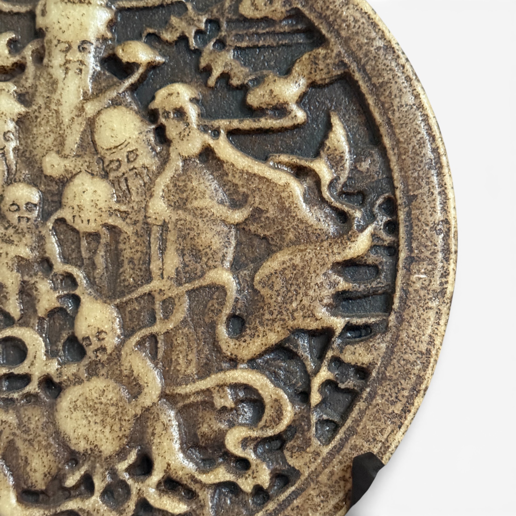 Bi Scheibe aus Jade/Marmor - Lu, Fu & Shou