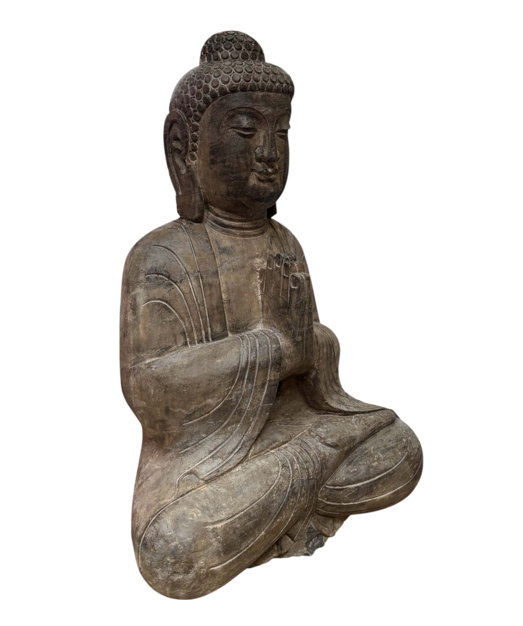 Buddha Garten Statue Naturstein Namaskar Mudra 81cm