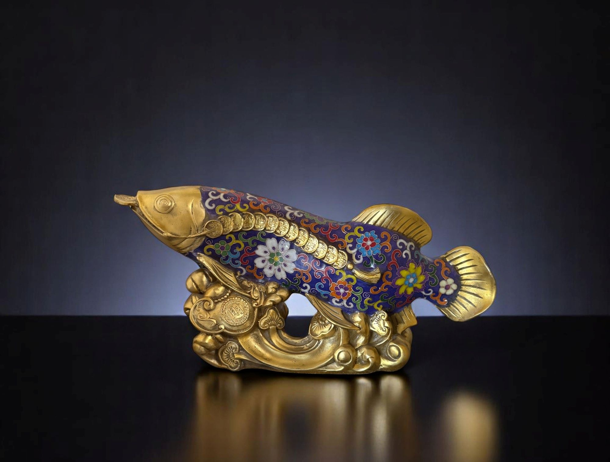 Koifisch Bronze Skulptur Cloisonne Figur Reichtumssymbol