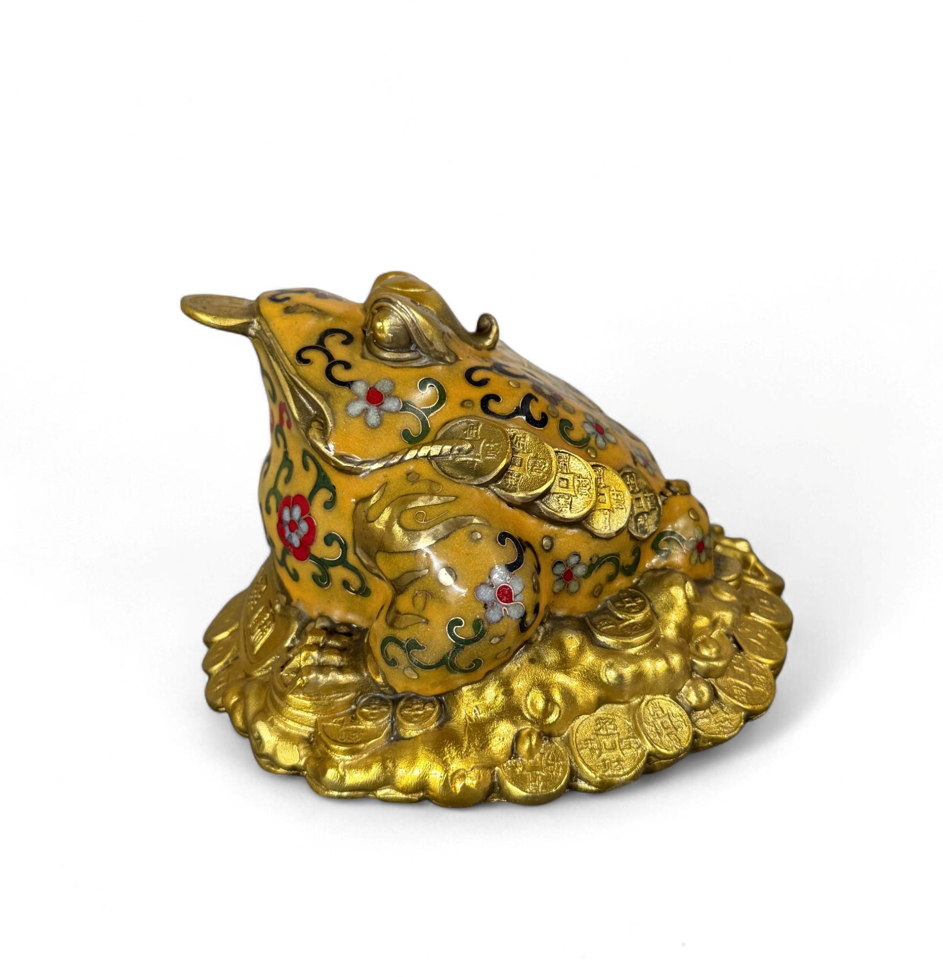 Geldfrosch Geldkröte Bronze Cloisonne chinesische Skulptur