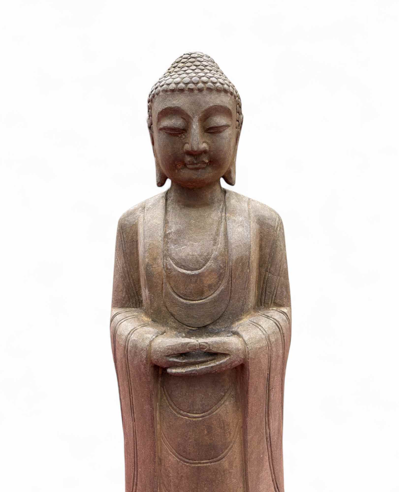 Garten Buddha Statue Naturstein Figur Meditations Geste