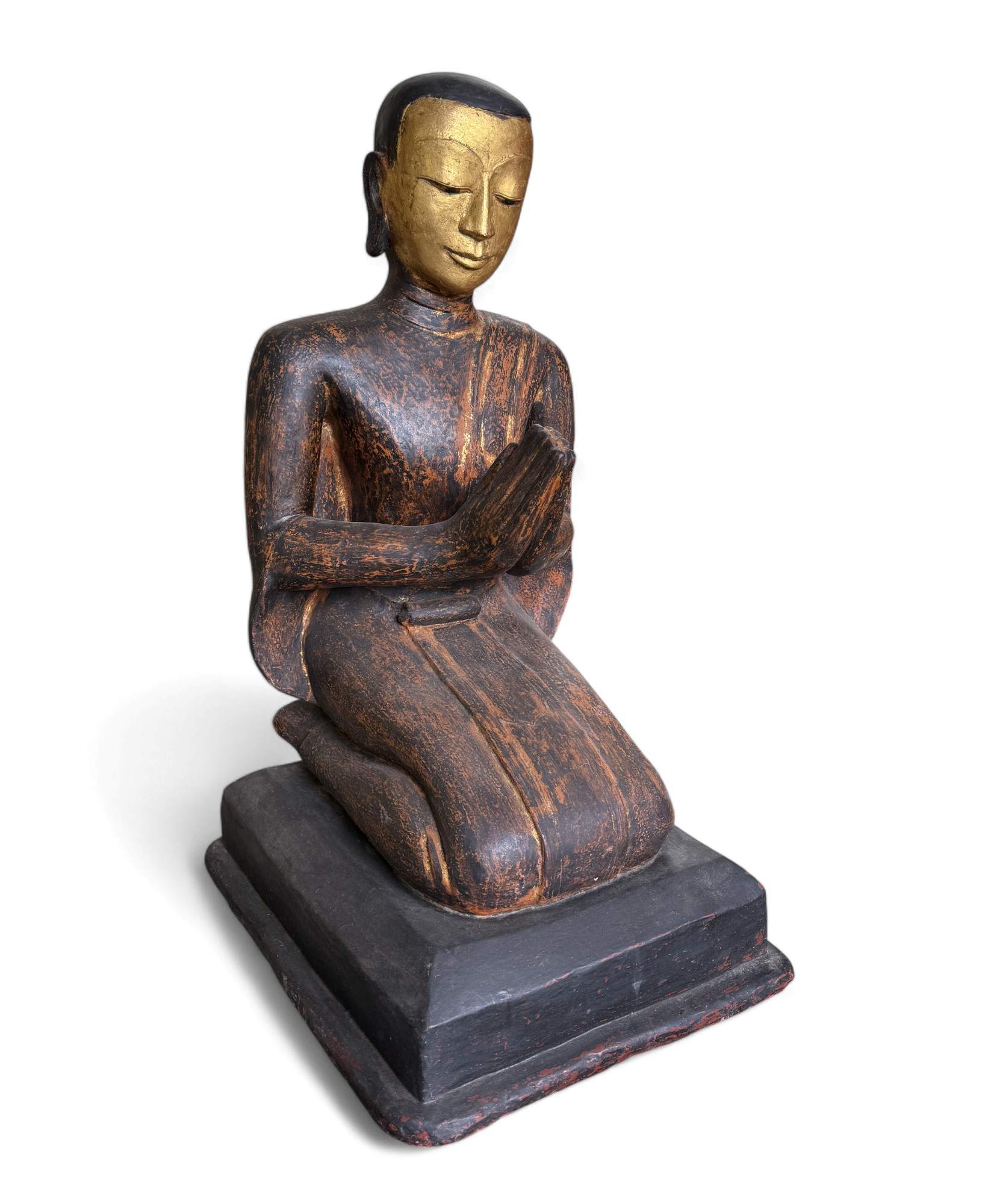 Burmesischer Mönch in Anjali Mudra aus Lacquerware 88 cm
