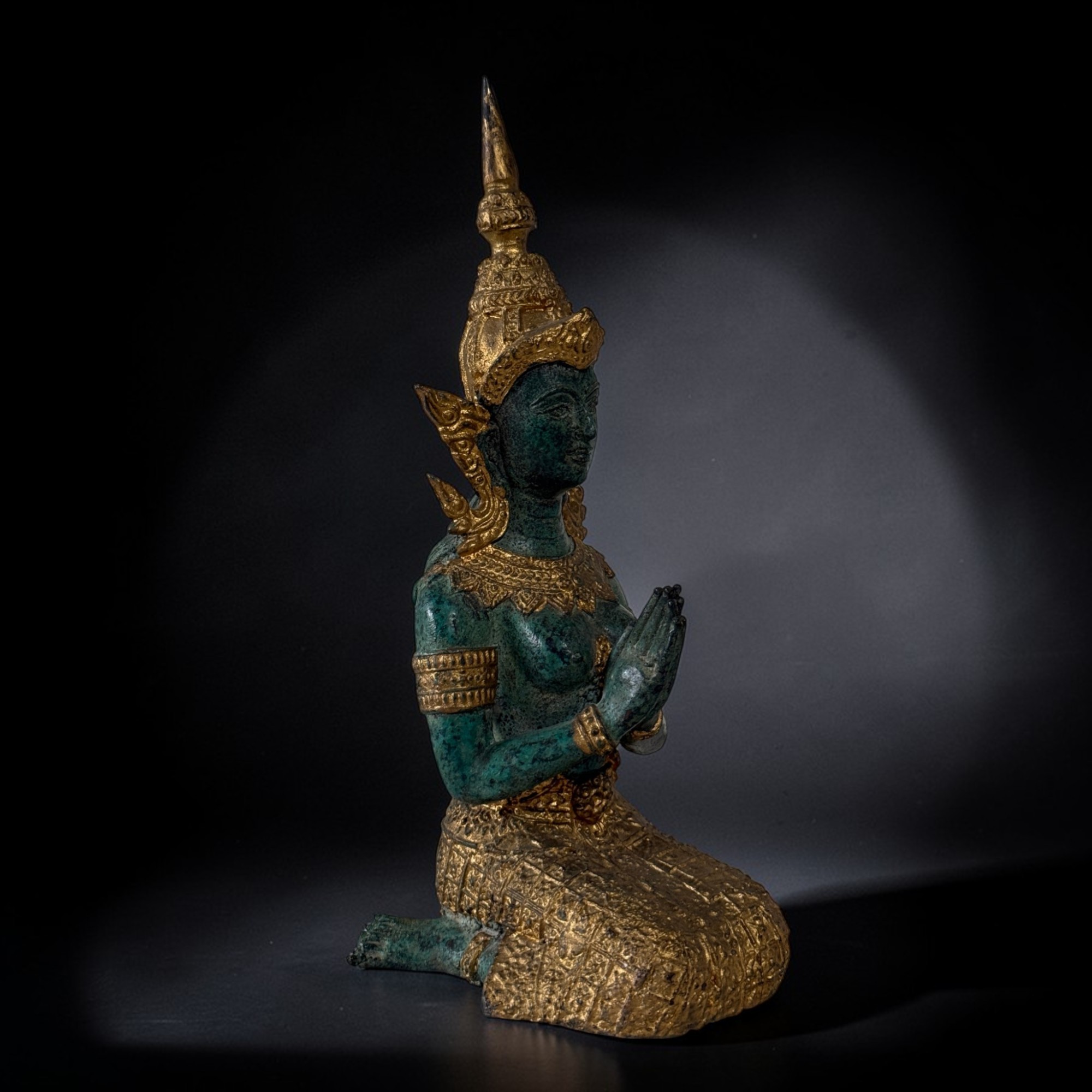 Thailändischer Tempelwächter Figur aus Bronze - 20,5 cm groß